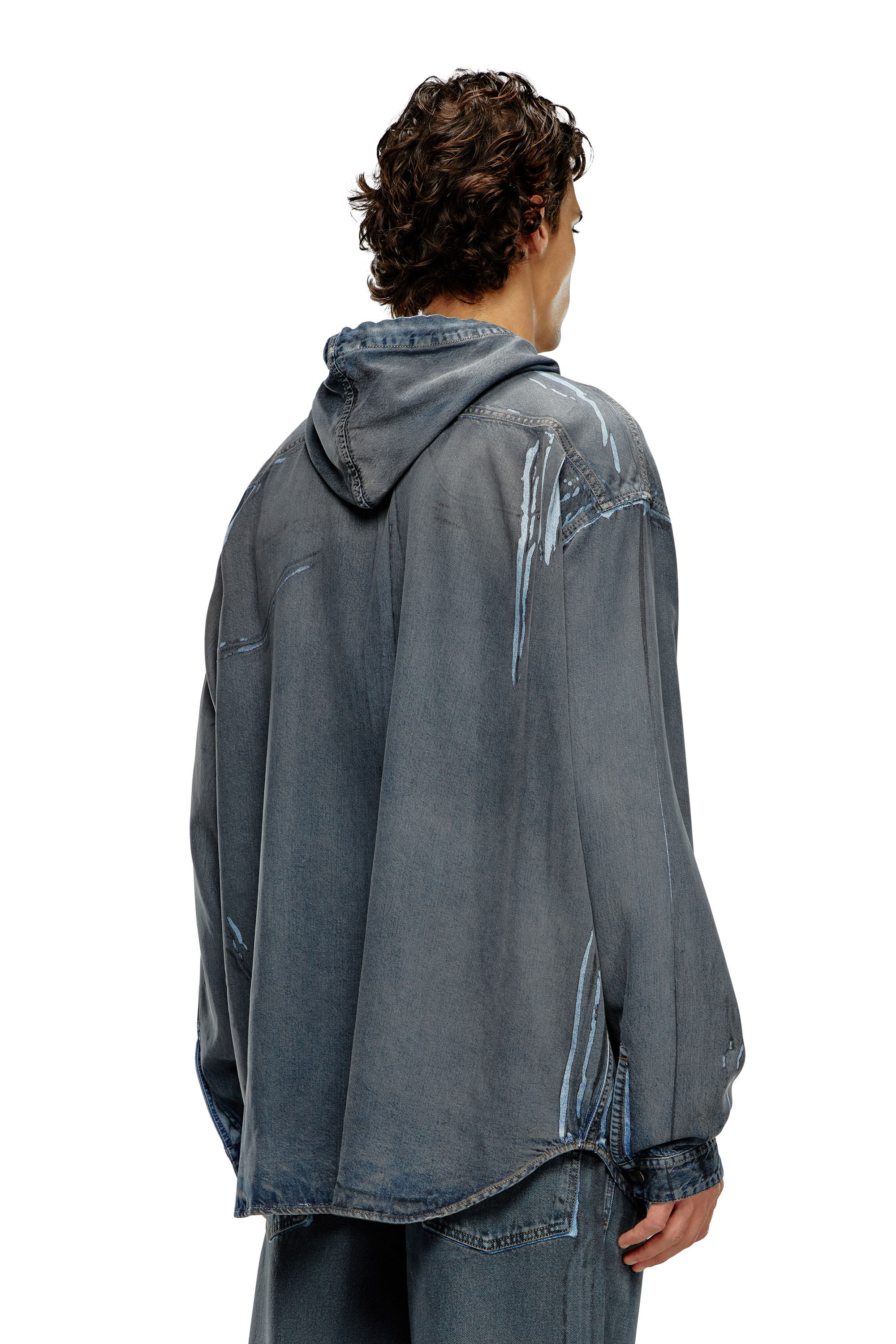 人気が高い  | denim coated worn-effect in shirt Hybrid Men's Blue Diesel | トップス