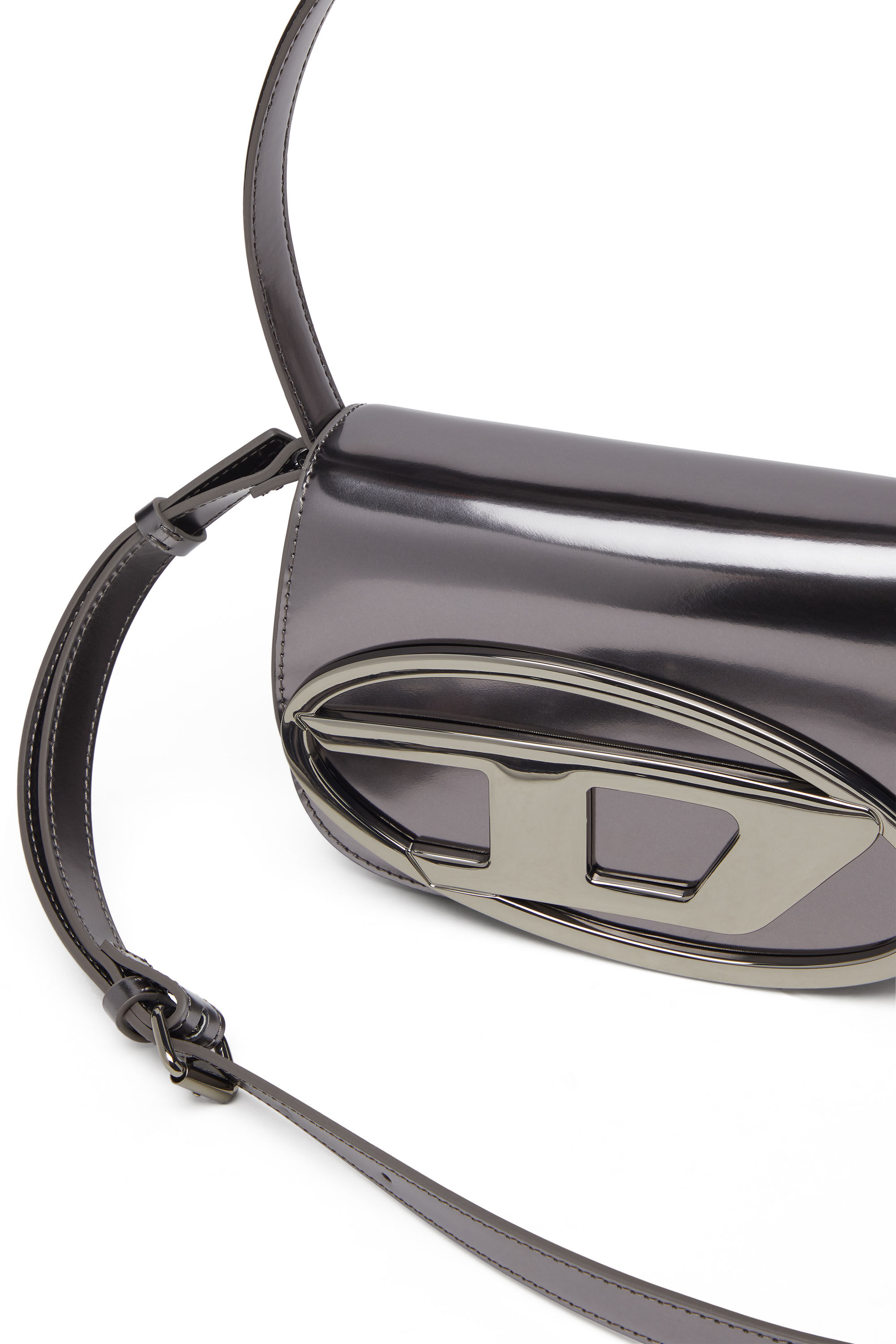 Diesel - 1DR, 1DR-Bolso icónico de hombro redondo de cuero espejado Mujer in Gris - 5