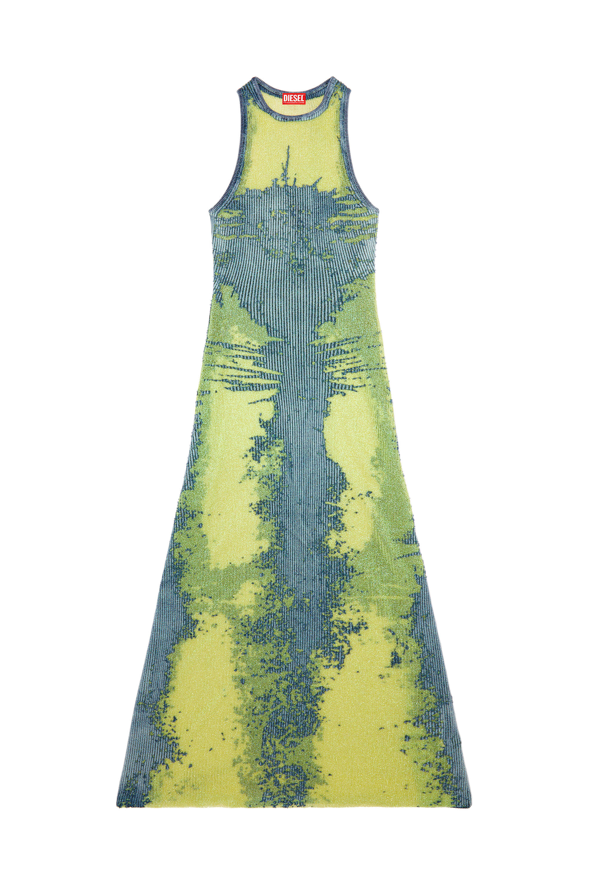 Women's Long dress in devoré metallic knit | Multicolor | Diesel
