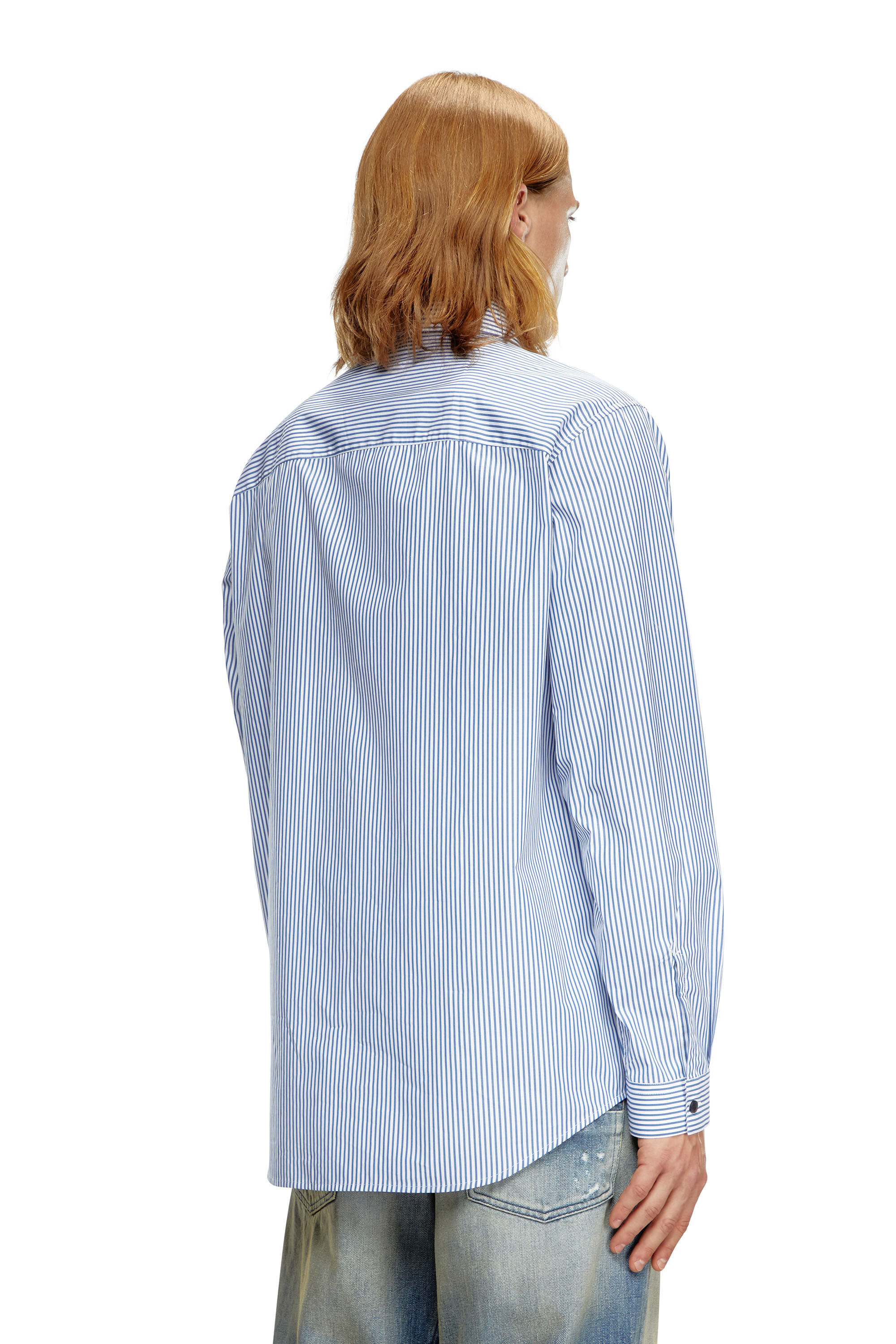 Men's Striped shirt with Oval D embroidery | Blue | Diesel