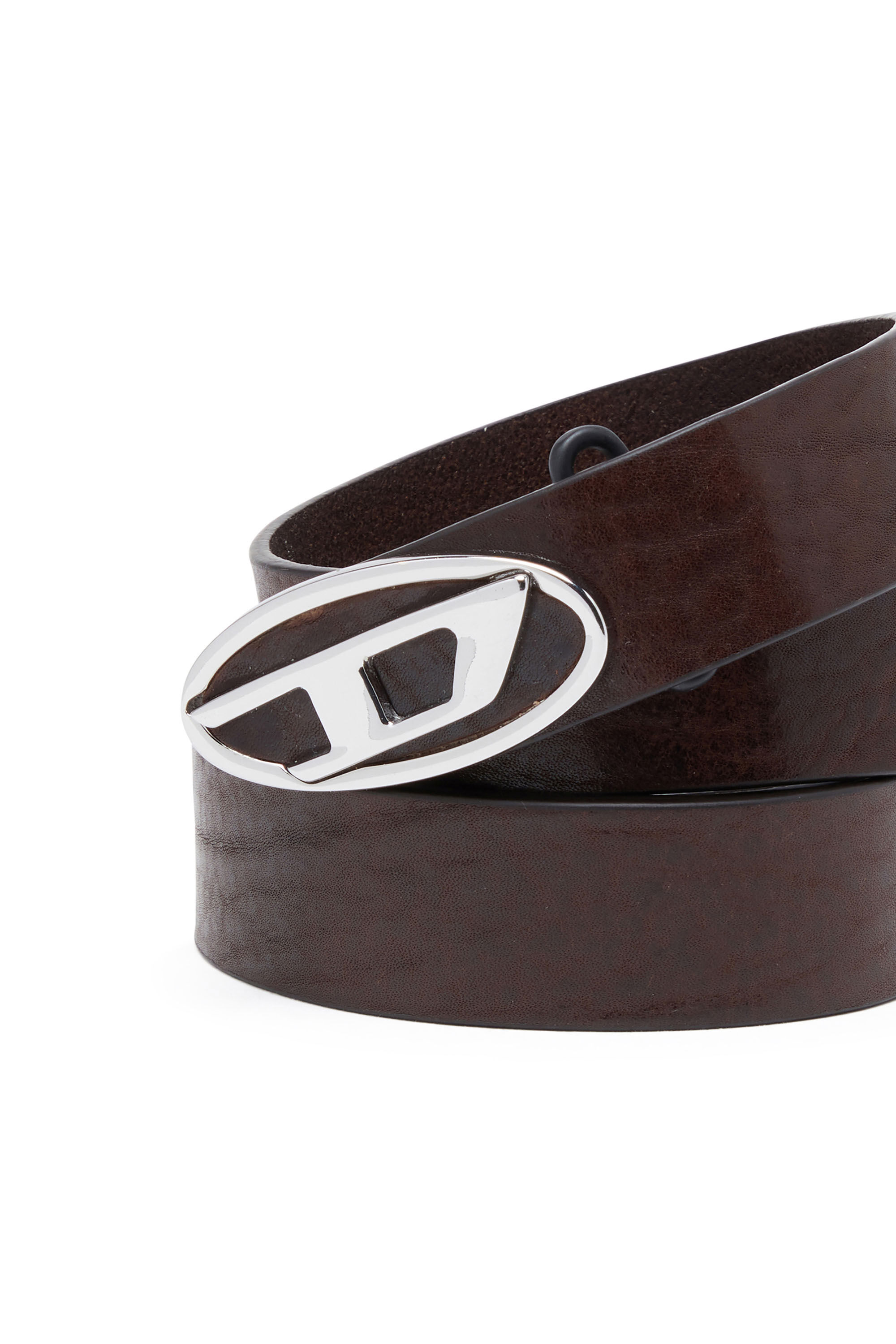 B-1DR: Leather Belt with silver D logo buckle | Diesel