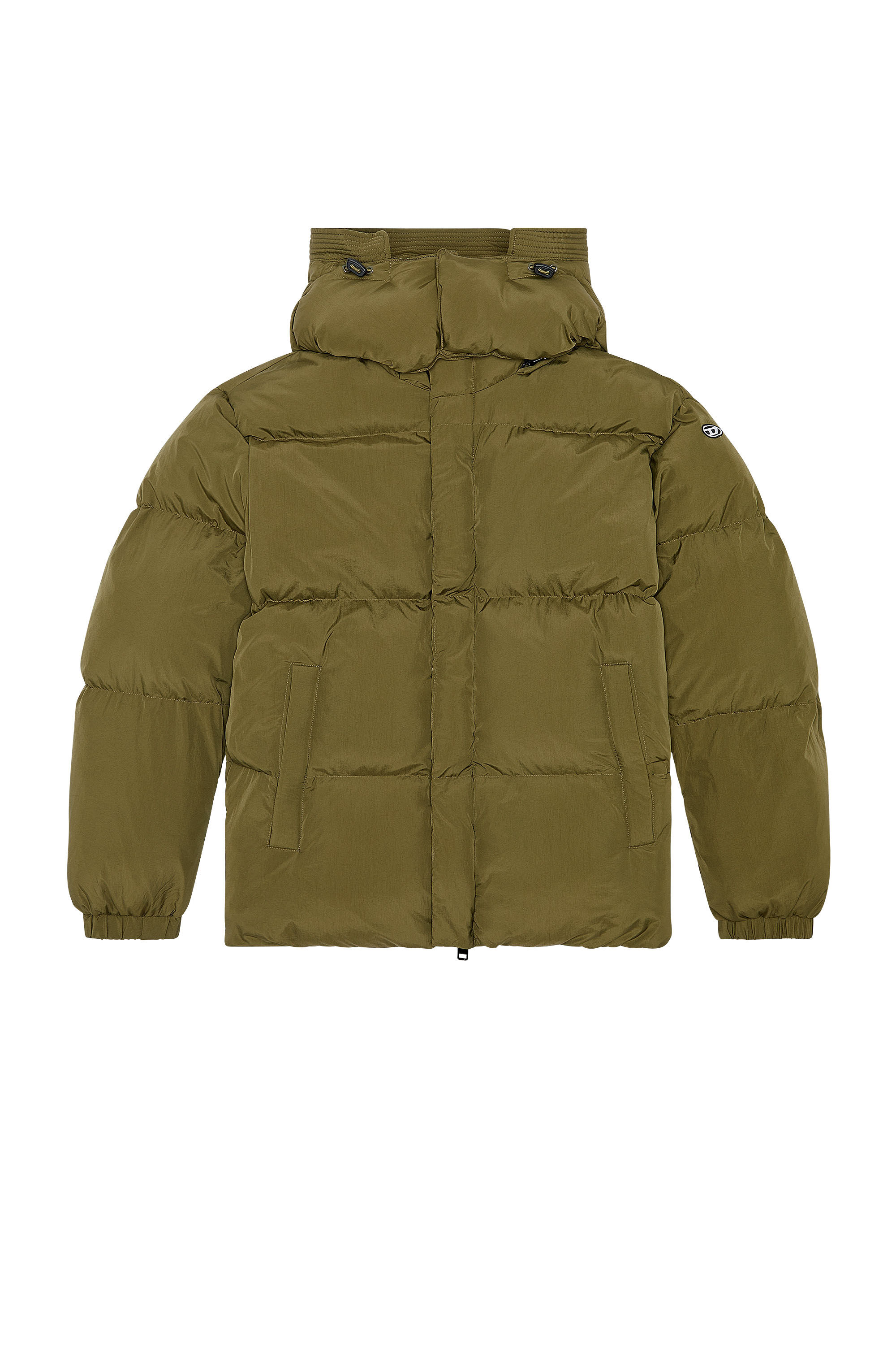 Diesel - W-ROLFYS-FD, Man's Puffer jacket with detachable hood in Military Green - 2