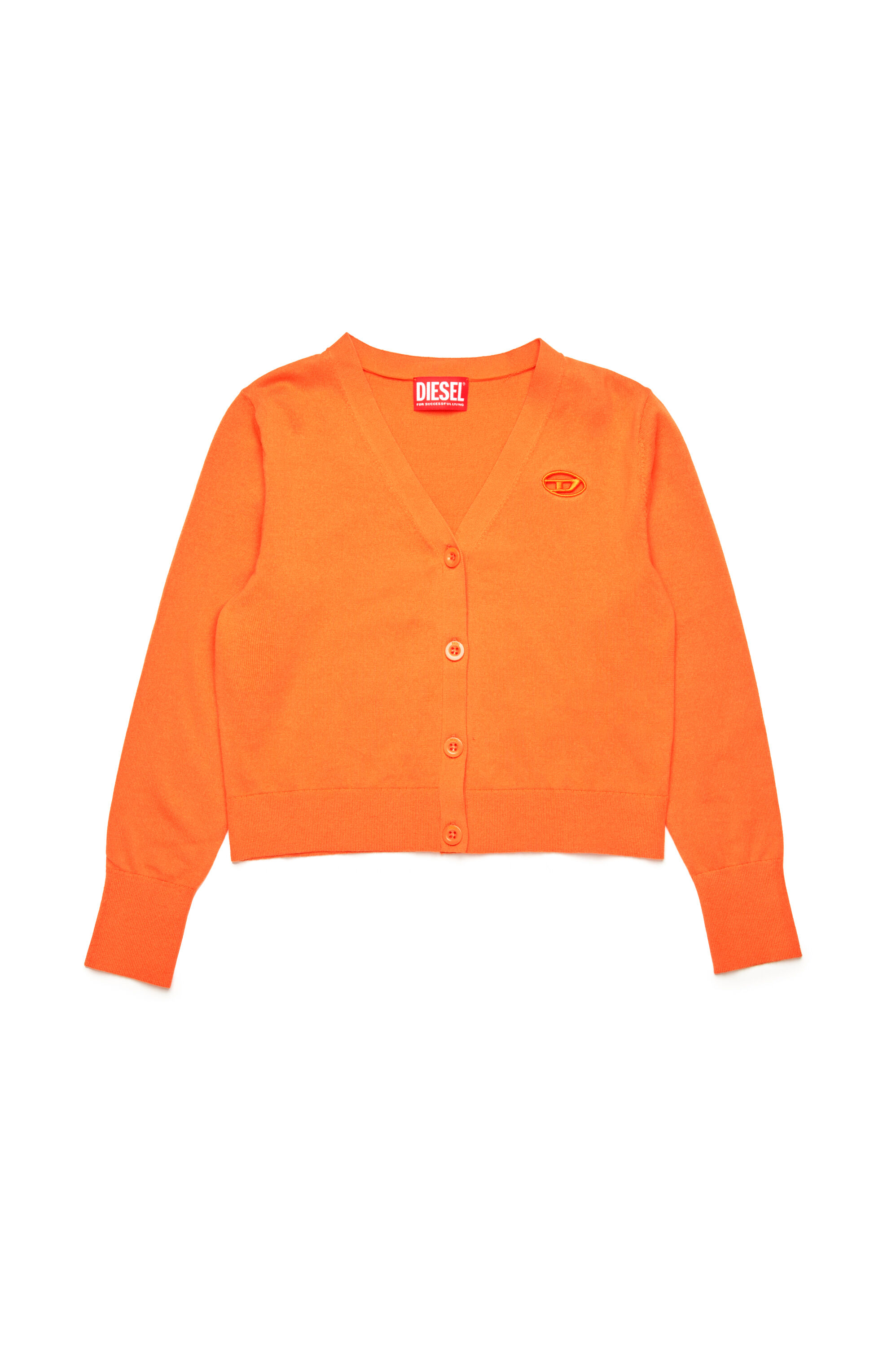 Diesel - KMARTE, Cárdigan con logotipo Oval D recortado Mujer in Naranja - 1