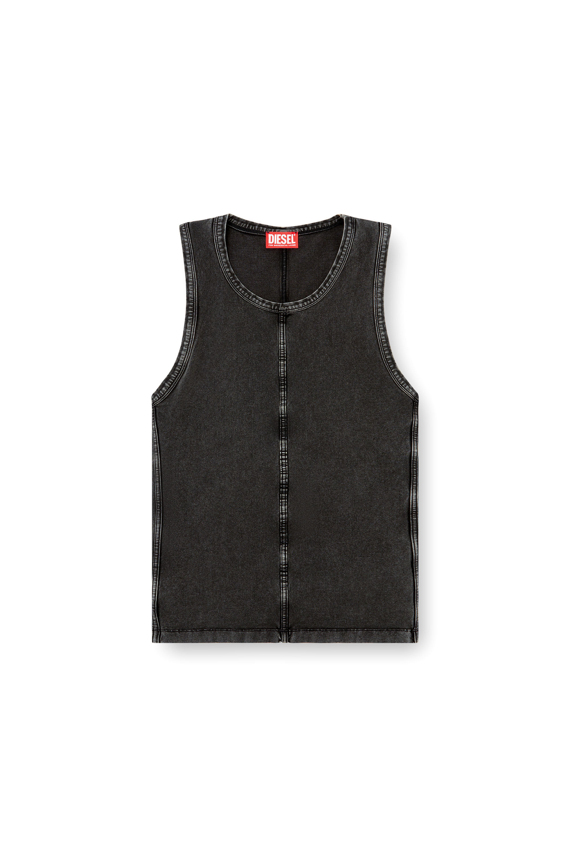 Diesel - T-MELY-SL, Man's Tank top in denim-look jersey in Black - 2