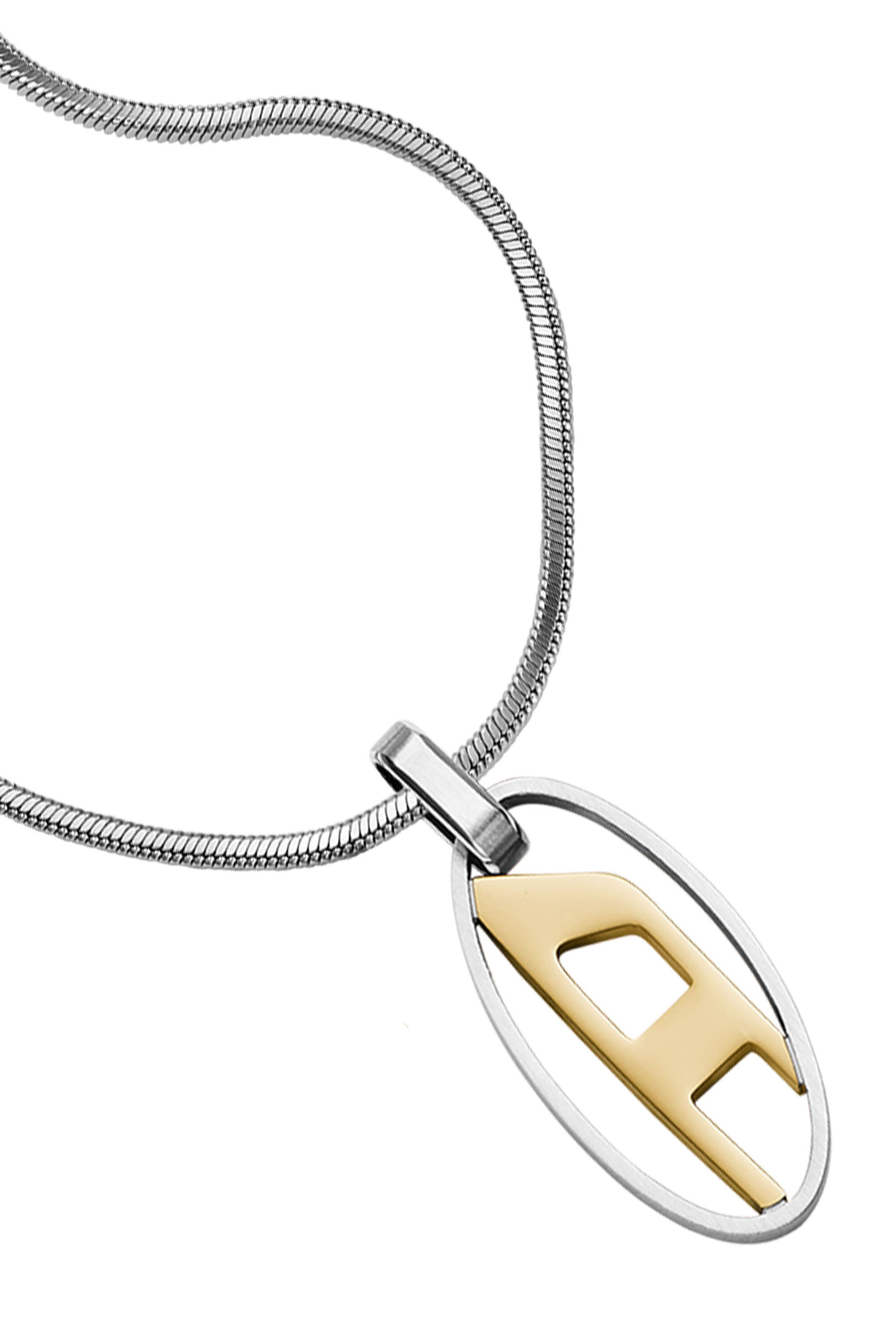 Women s Two Tone Stainless Steel Pendant Necklace Silver Diesel