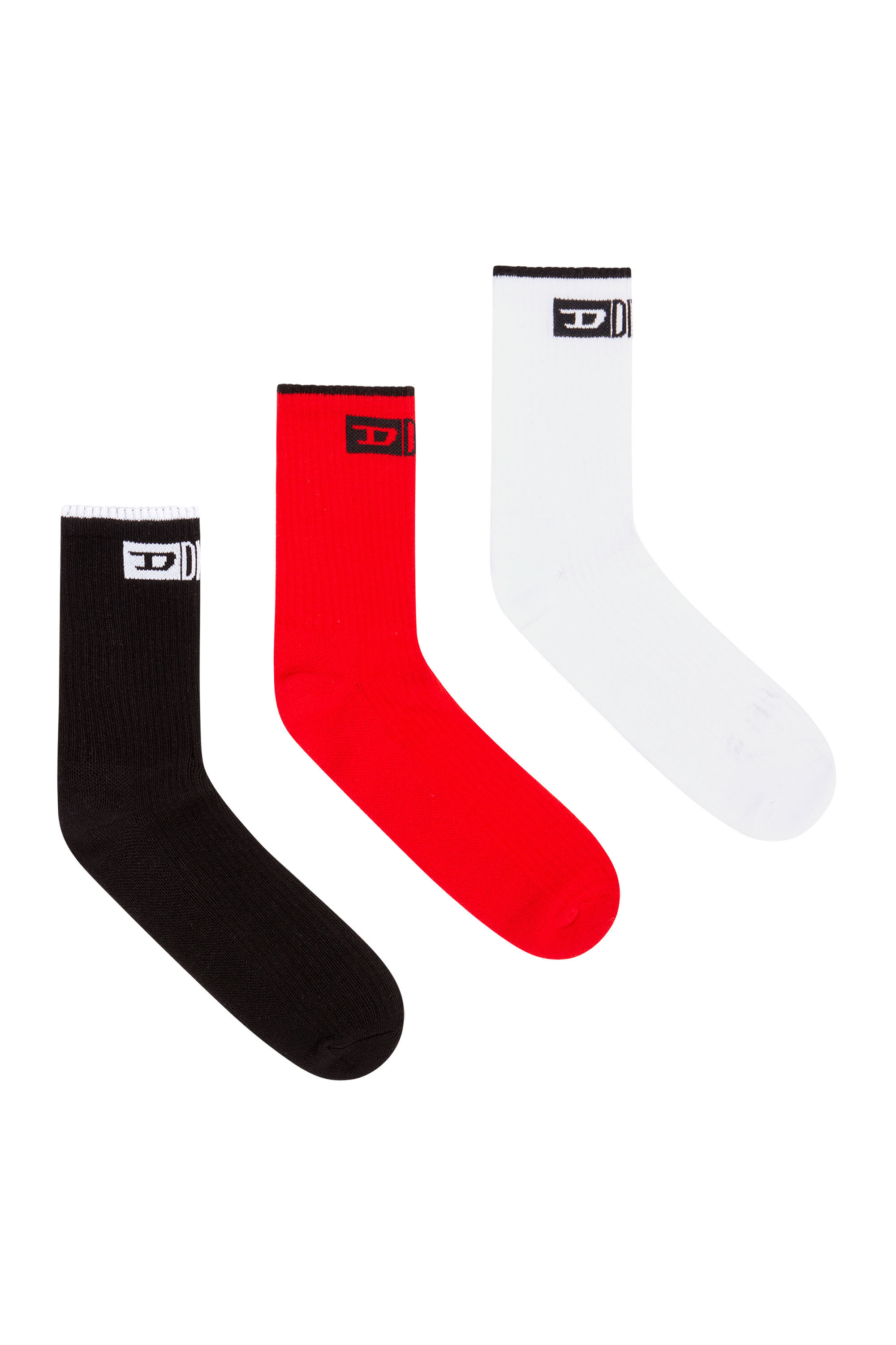 Diesel - SKM-D-DIVISION-MID-CUT-CUSHIONED-SOCKS, Man 3-pack ribbed socks with front logo in Multicolor - Image 1