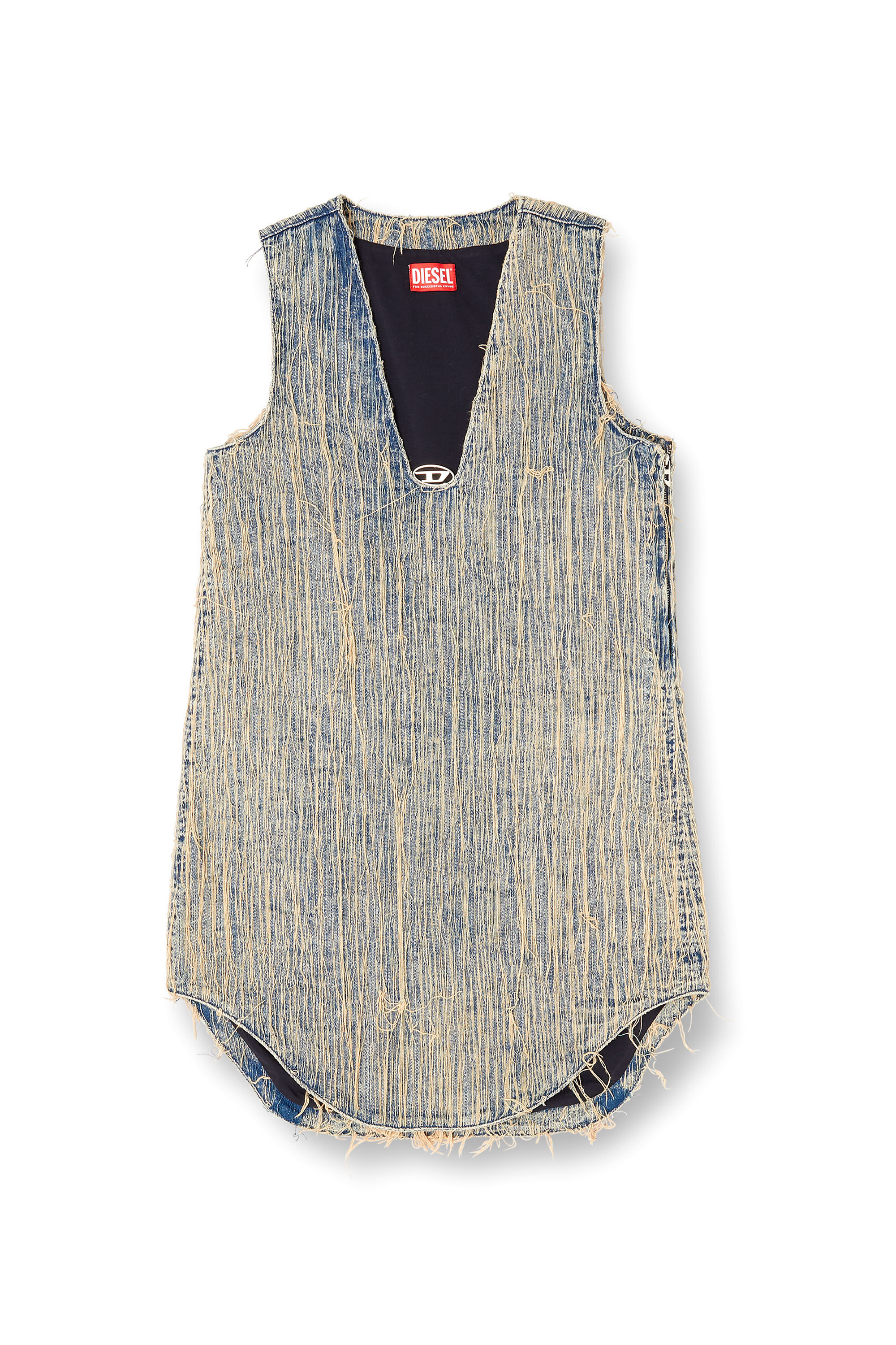 Diesel - DE-LARIS-DRESS-S2, Vestido de denim con efecto desgastado Mujer in Azul marino - 2