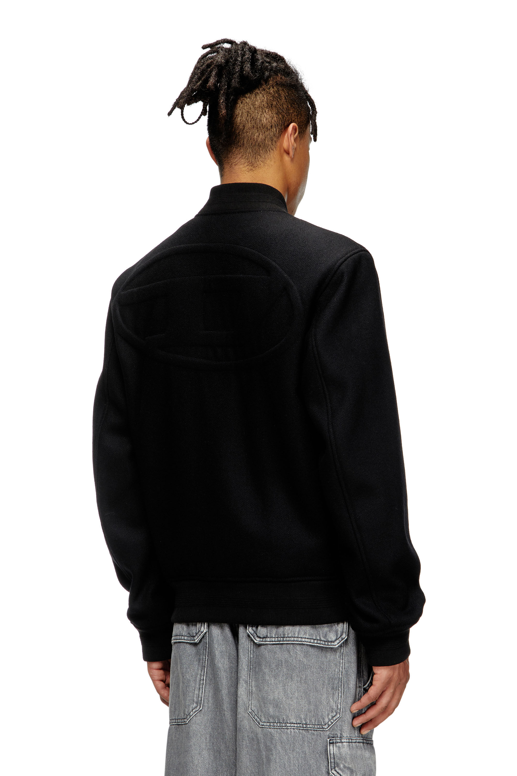 Diesel - J-ARRY, Man's Padded bomber jacket in wool blend in Black - 5