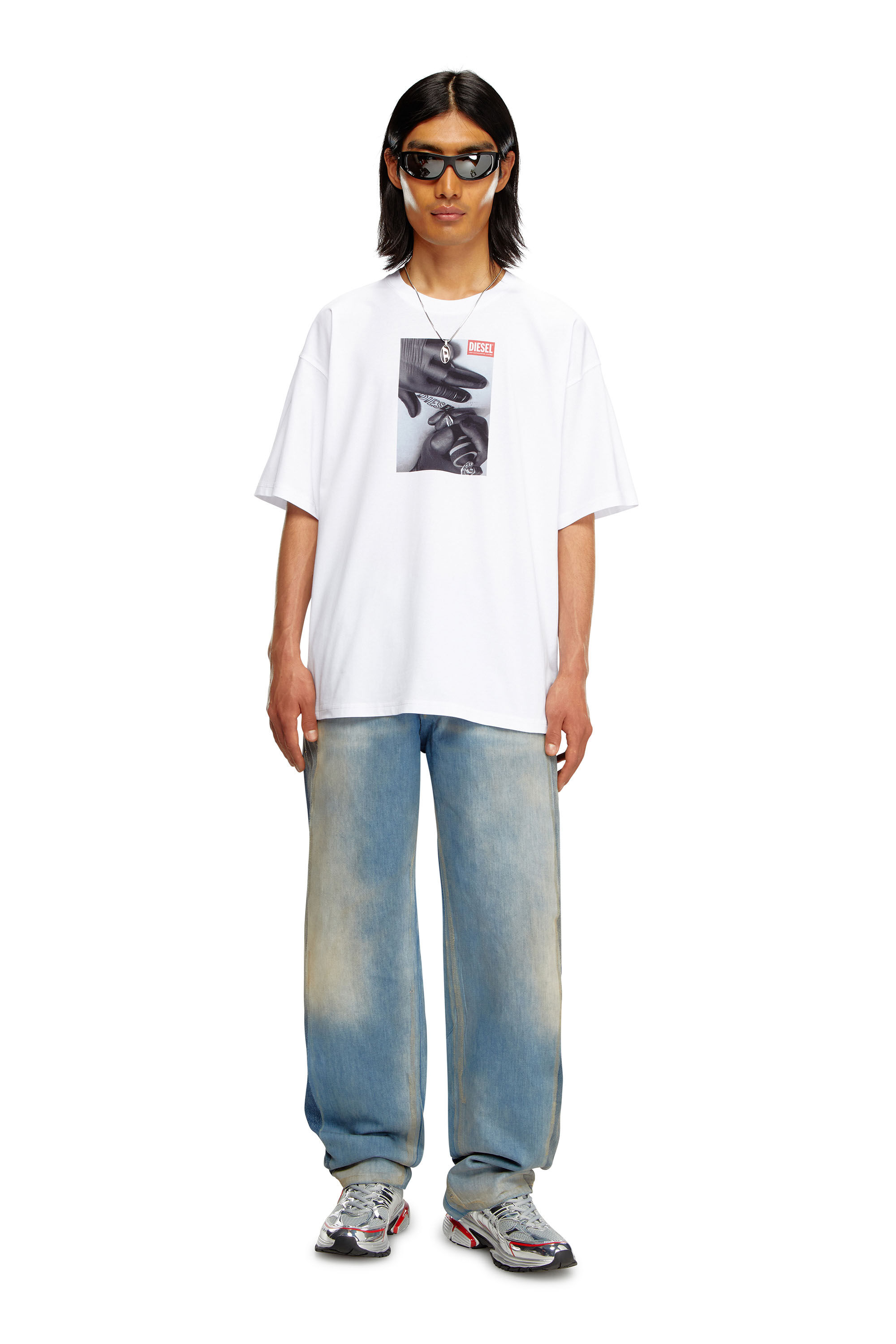 Men's T-shirt with splashed-effect logo | White | Diesel