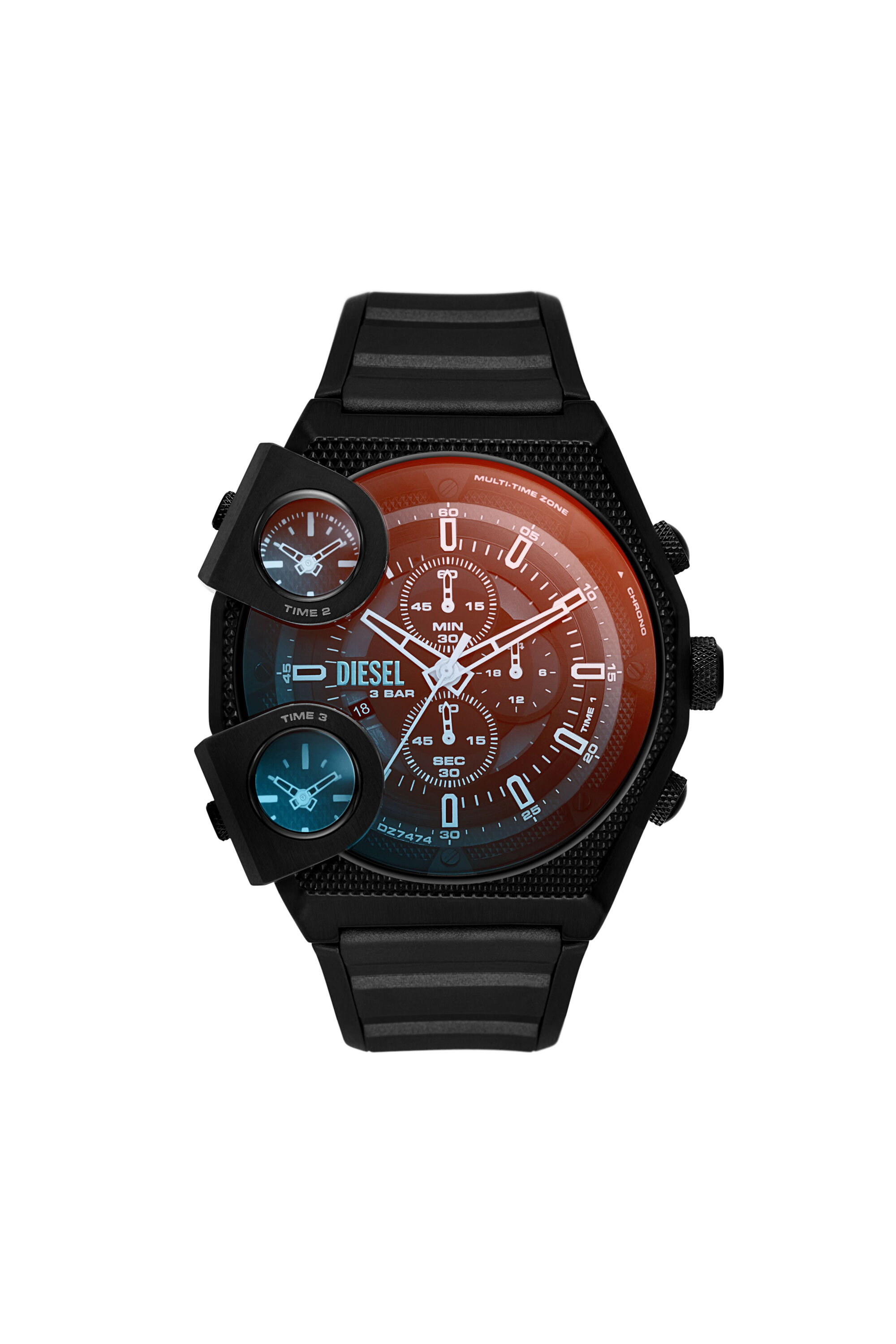 Men's Sideshow Black Silicone Watch | Black | Diesel