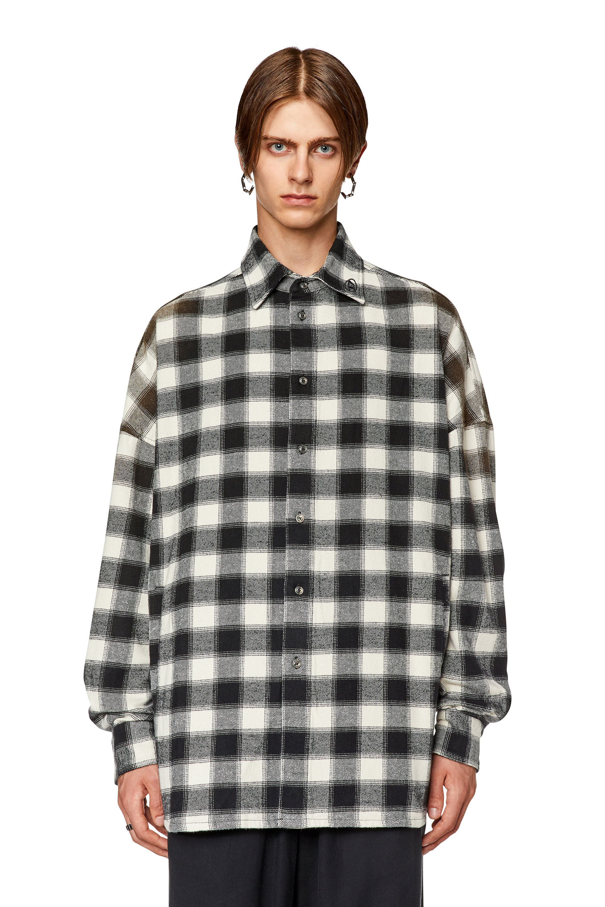 【送料無料ライン/39ショップ】 with shirt Checked Men's collar Diesel | Multicolor | embroidery トップス