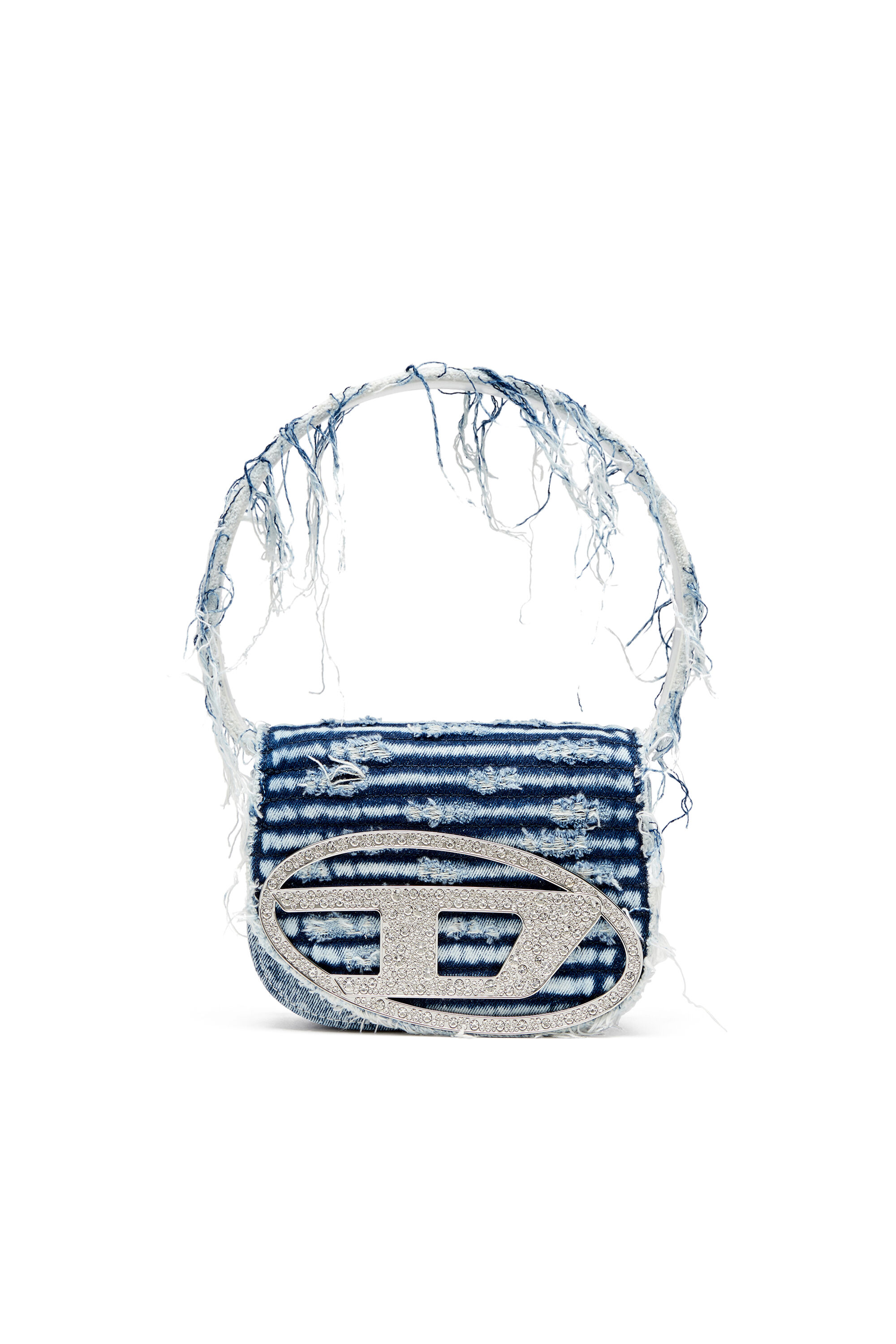 Women's 1DR-Iconic shoulder bag in frayed denim | Blue | Diesel