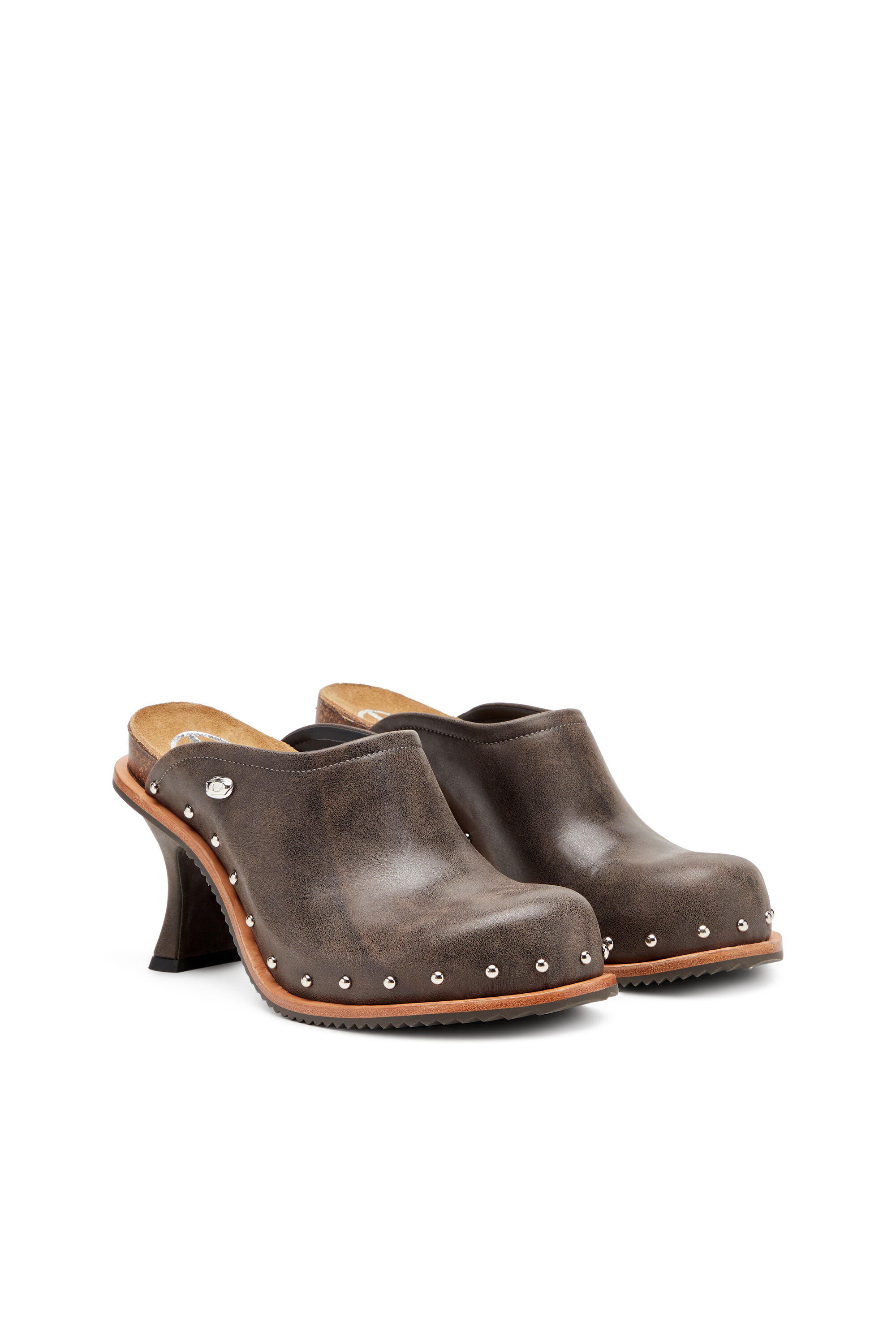 【期間限定送料無料】 mules leather D-Woodstock-Studded Women's | Diesel | Brown 靴