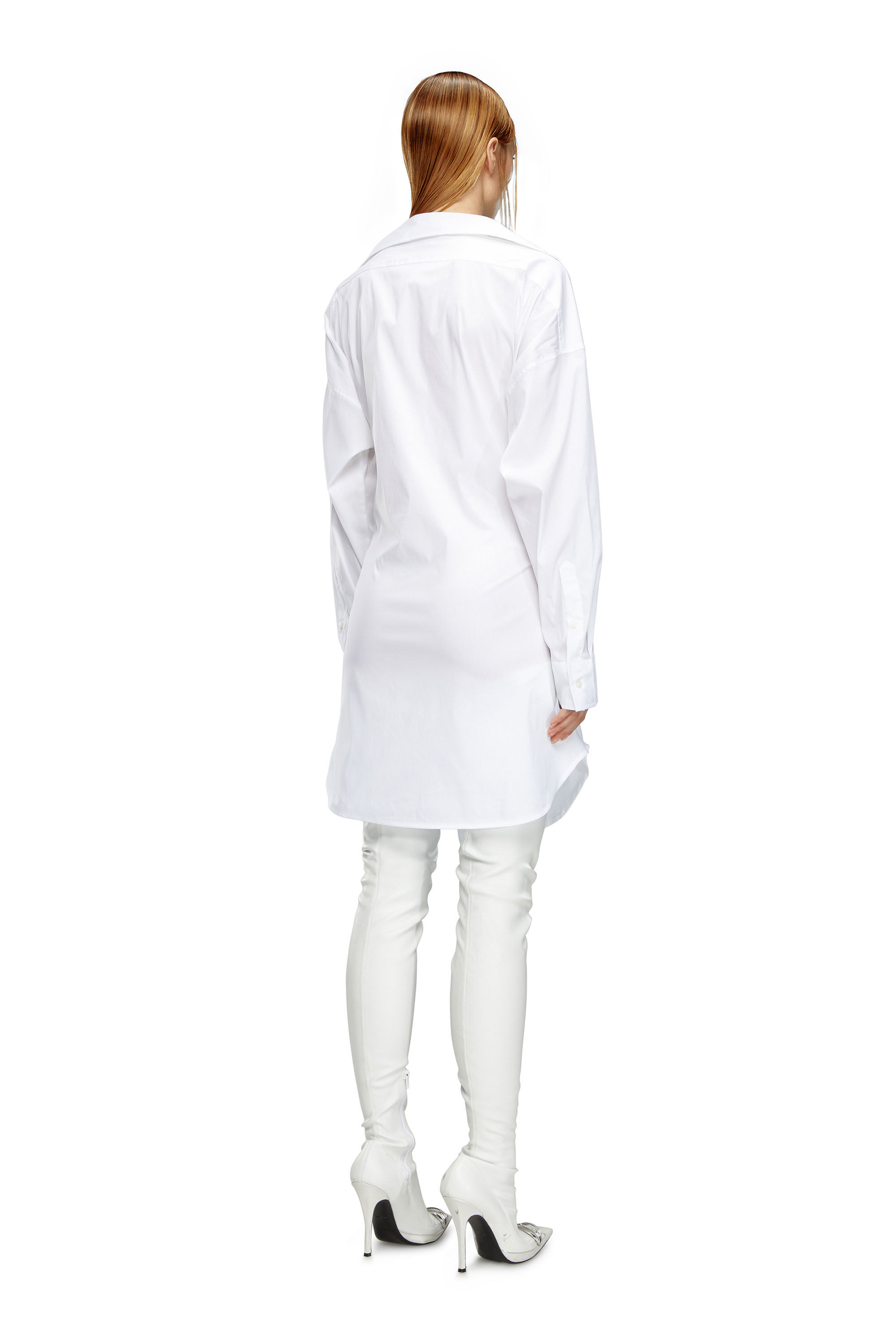 Women's Short shirt dress in stretch poplin | White | Diesel