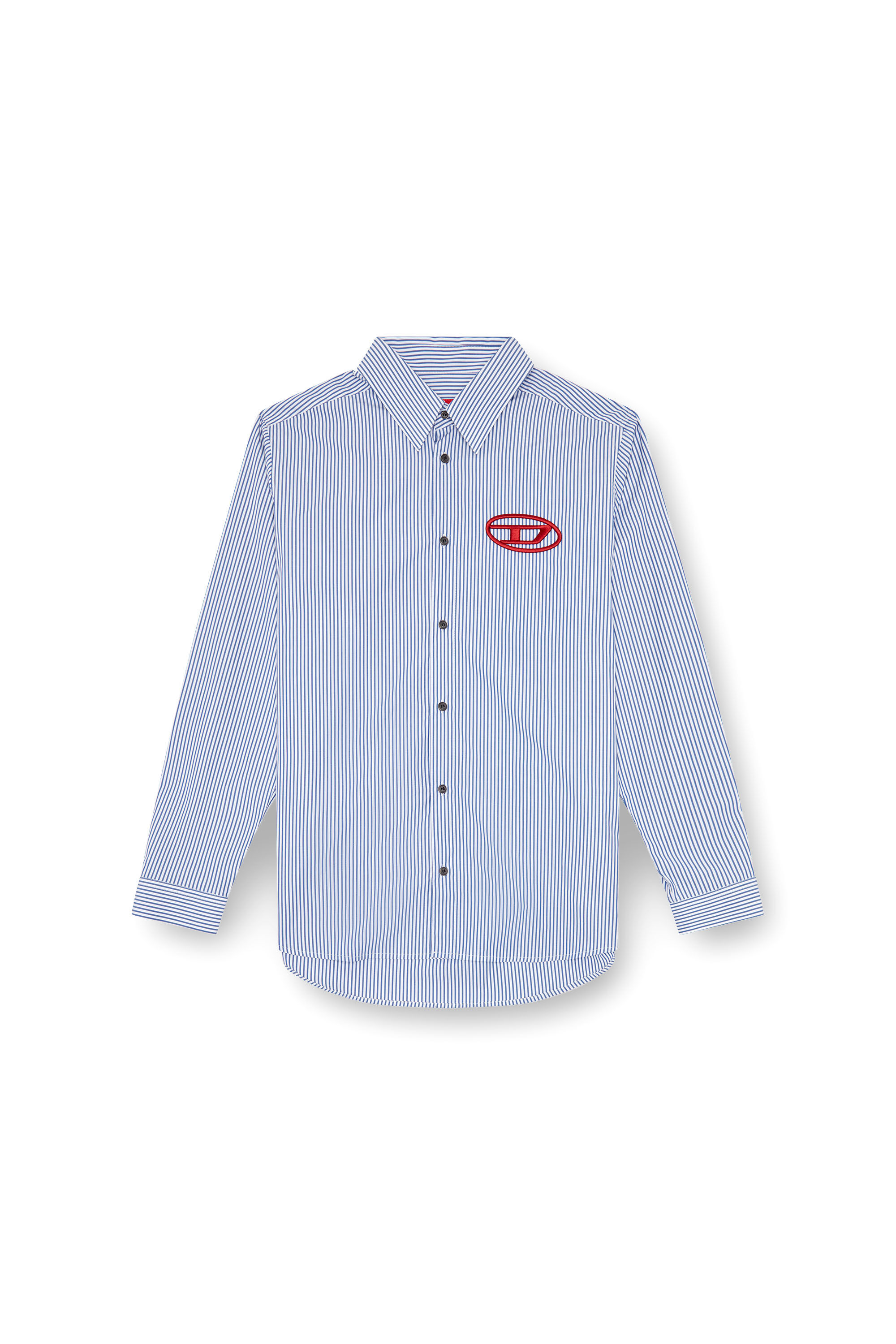 Men's Striped shirt with Oval D embroidery | Blue | Diesel