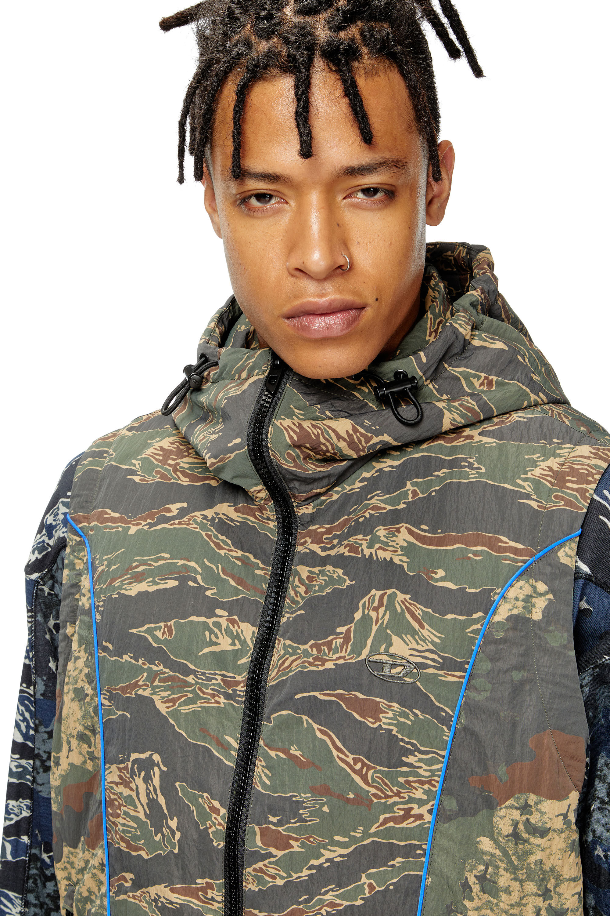 Diesel - J-OSTEND-SL-CAMU, Chaleco con capucha y mezcla de estampados de camuflaje Hombre in Multicolor - 4