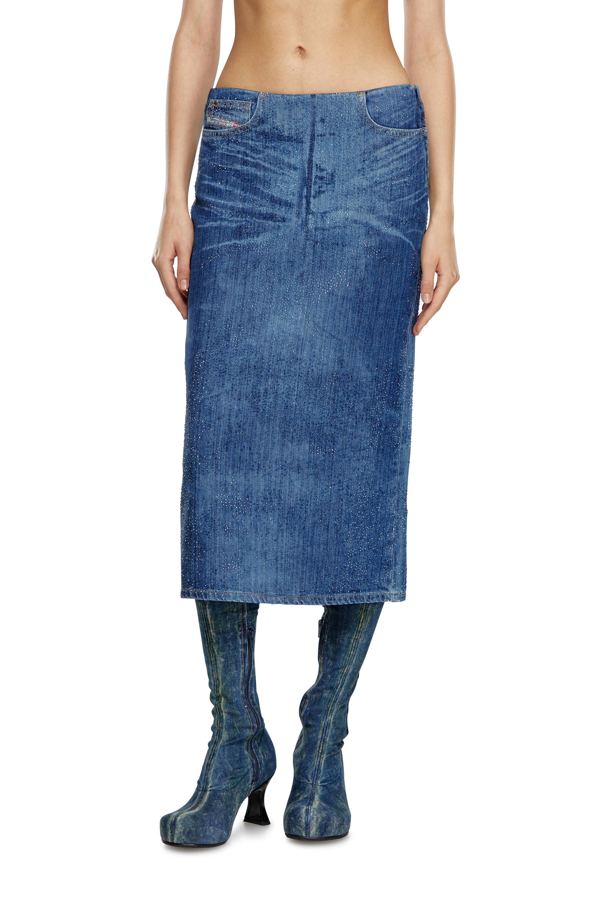 Lost ink denim pencil skirt new arrivals