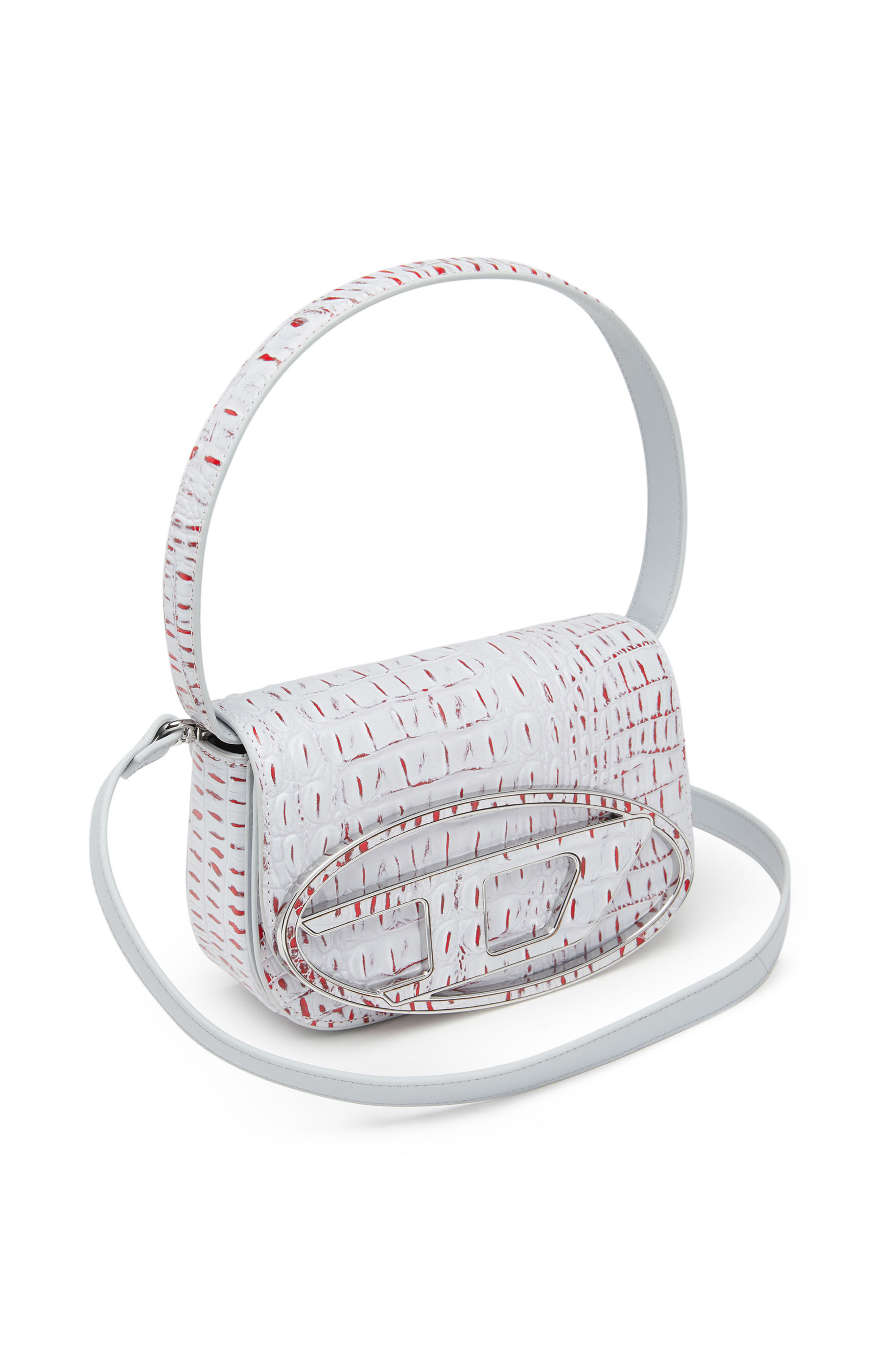 1DR Woman: Croc-print shoulder bag with oval D logo | Diesel