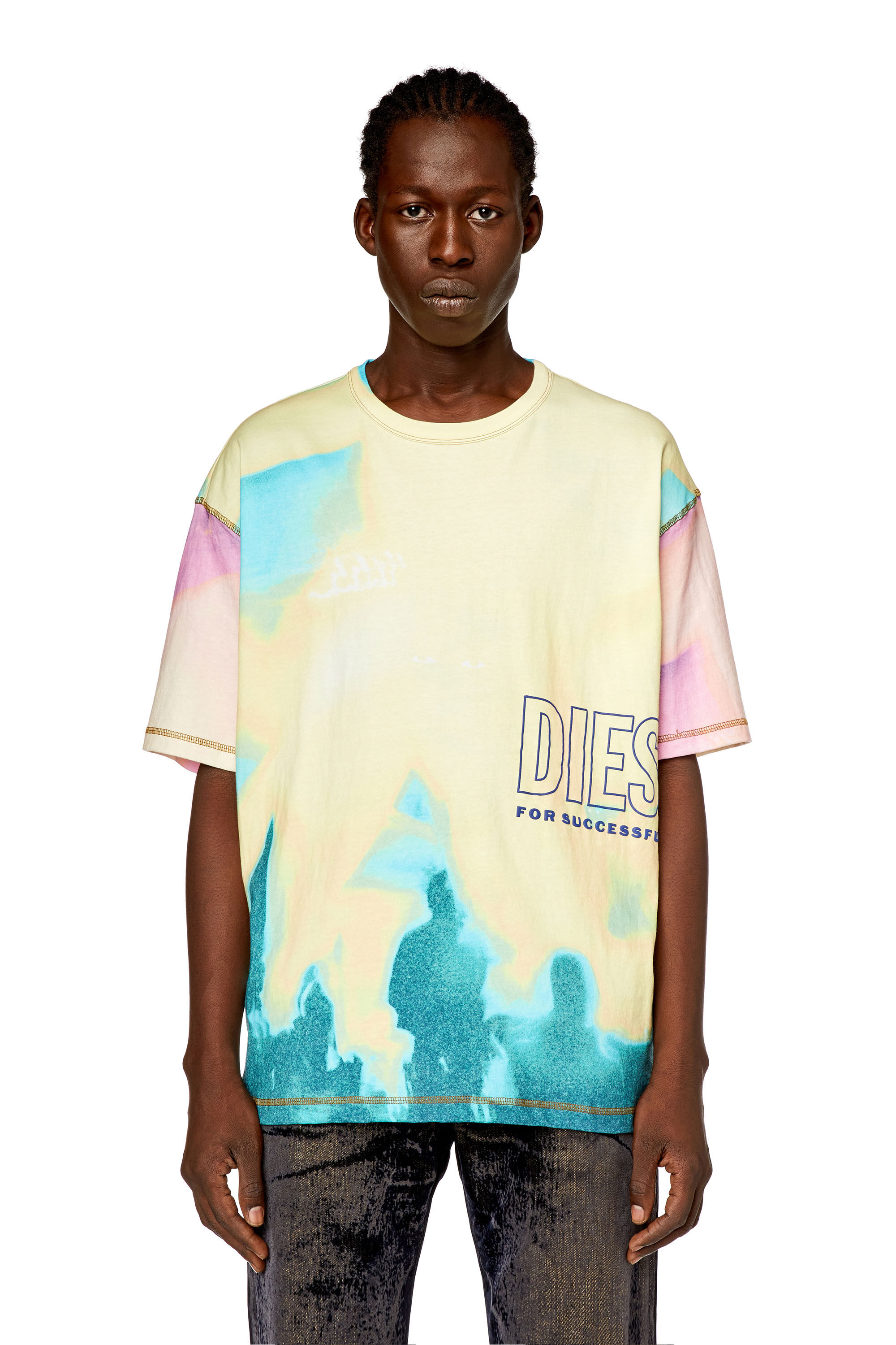 Men's T-shirt with faded pastel print | Yellow | Diesel