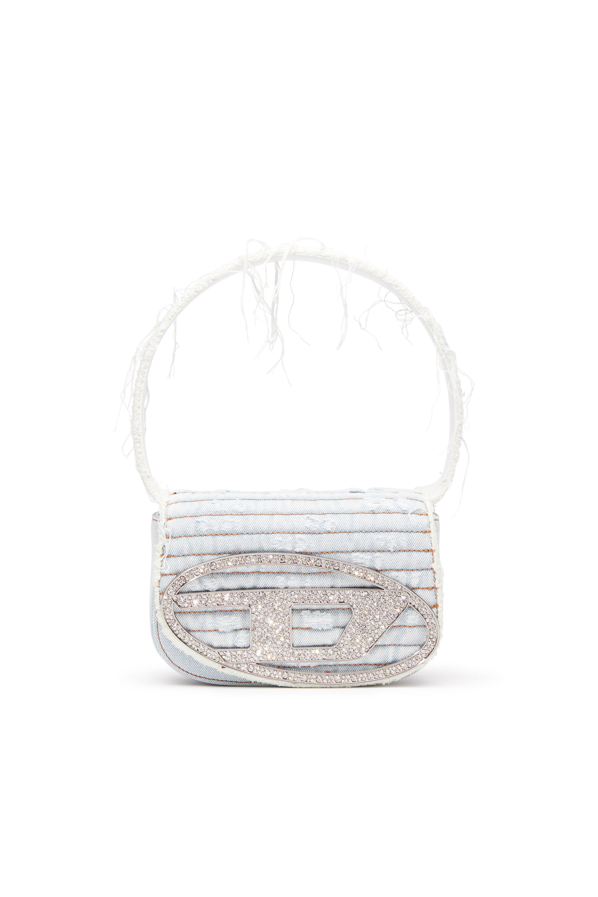 Women's 1DR-Iconic shoulder bag in denim and leather | Blue