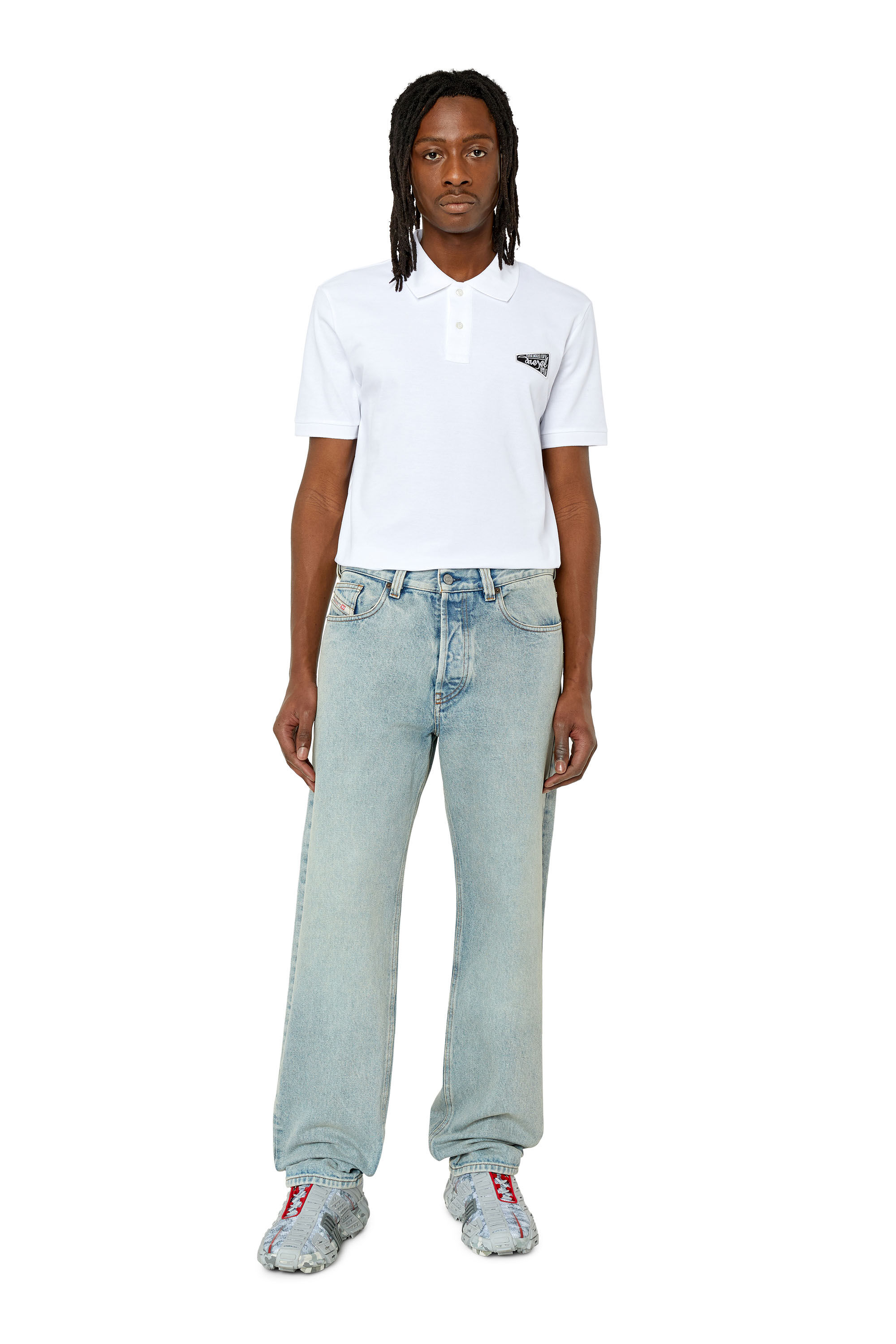 Men's Polo with Brave Industry logo patch | White | Diesel