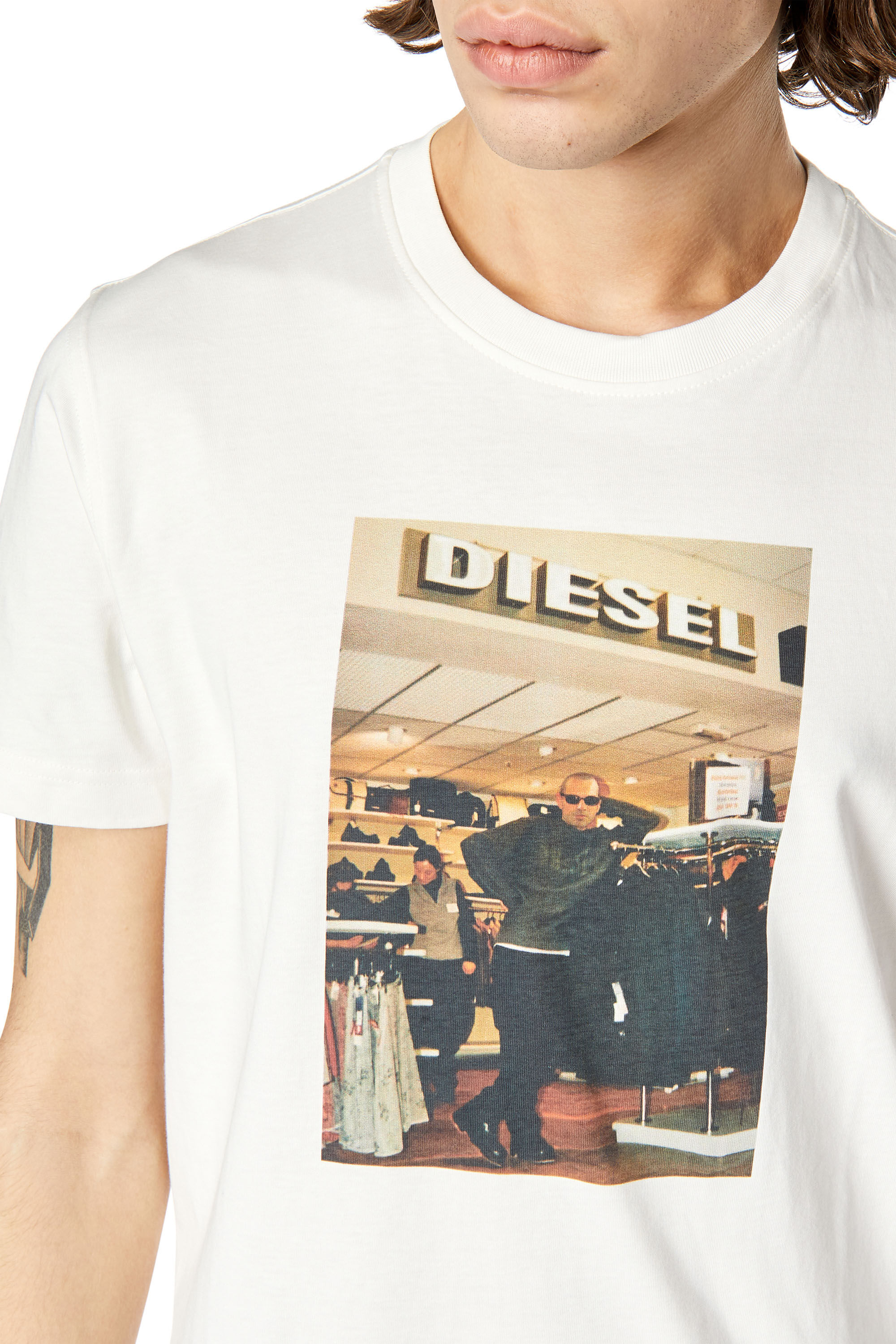 Diesel - T-DIEGOR-G8, Man's T-shirt with Diesel store photo print in White - 4