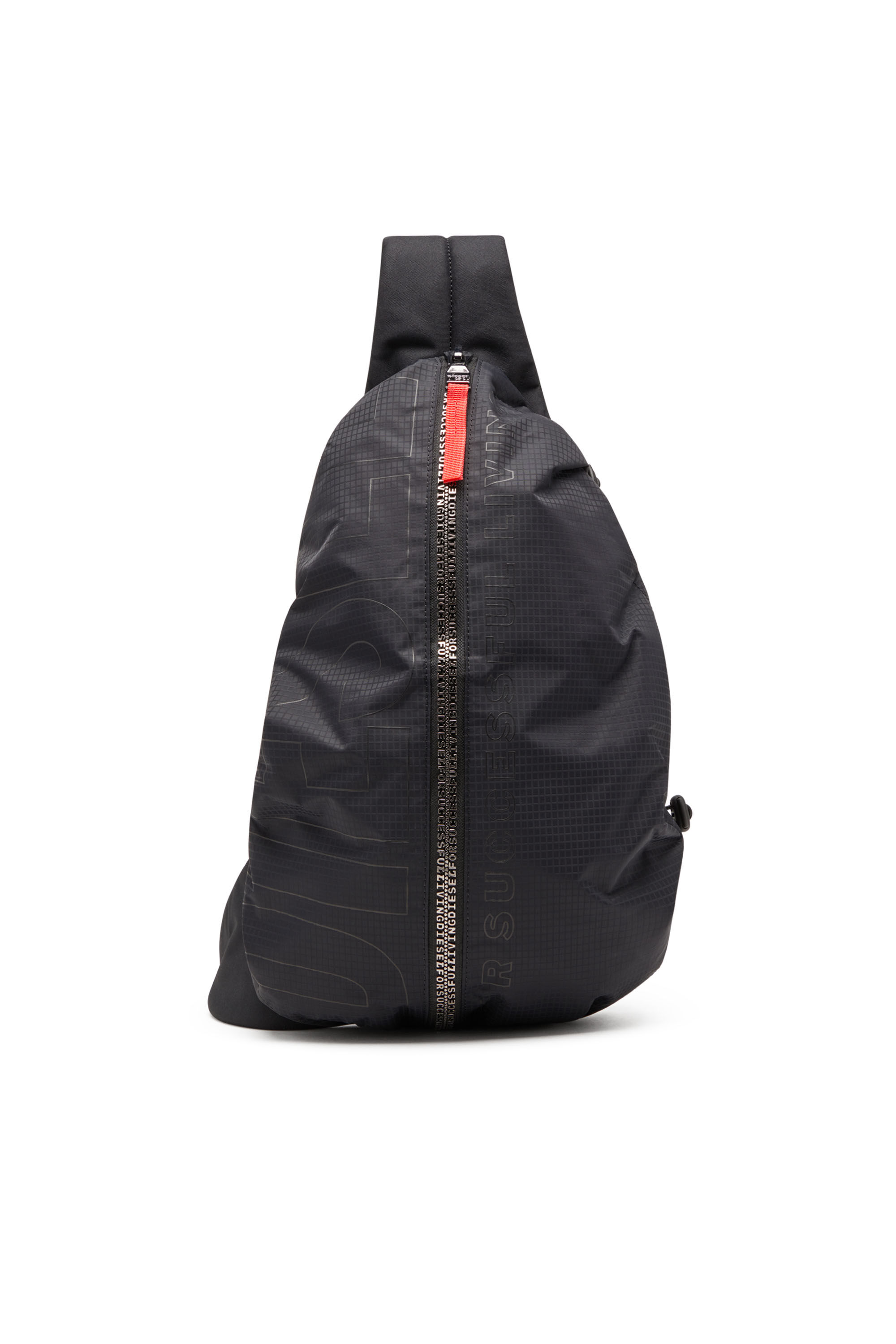 Men's Zip-D-Sling backpack in check-jacquard shell | Black