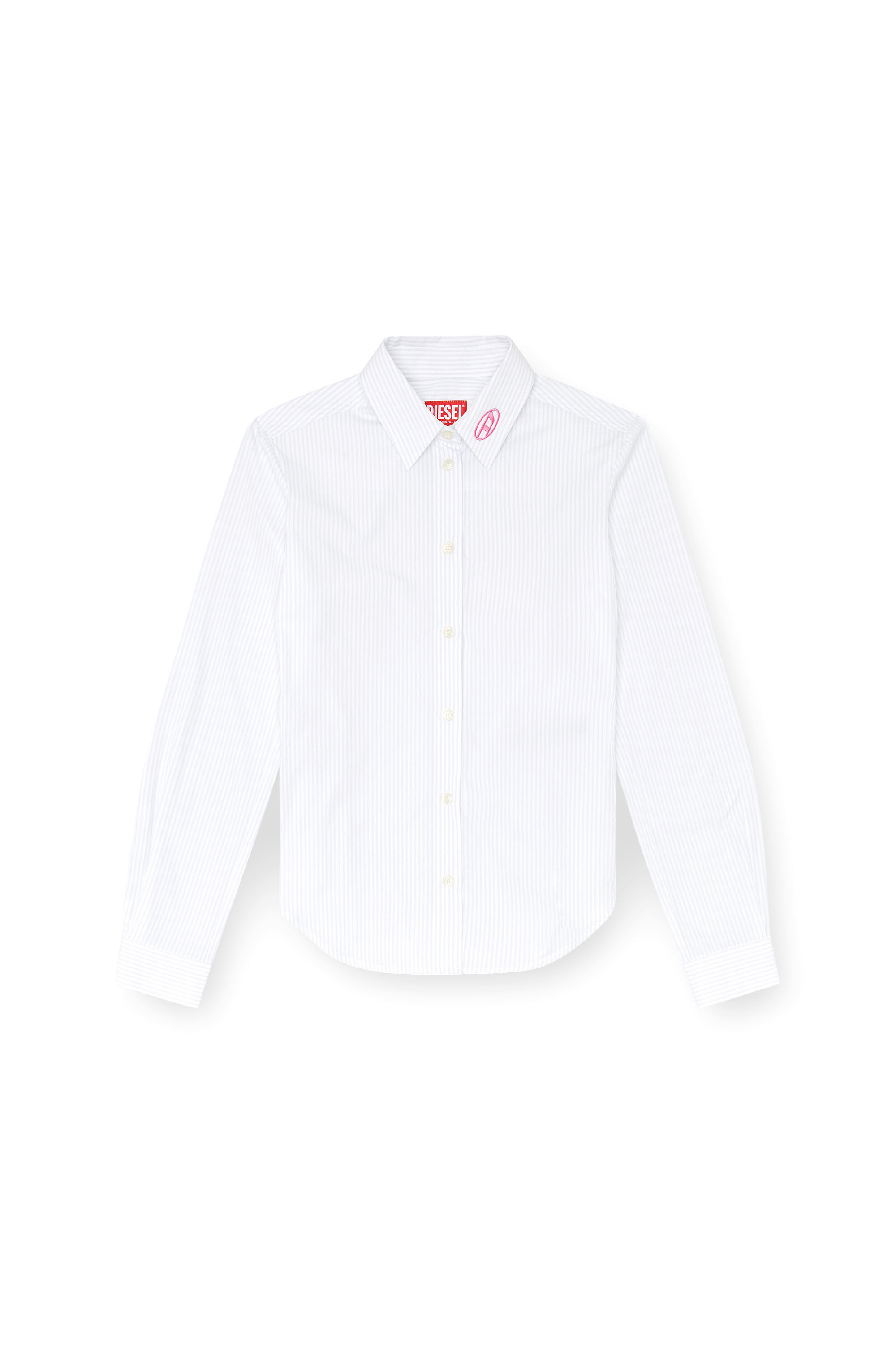Diesel - C-GISEL-P2, Woman's Striped shirt with Oval D embroidery in Light Blue - 2