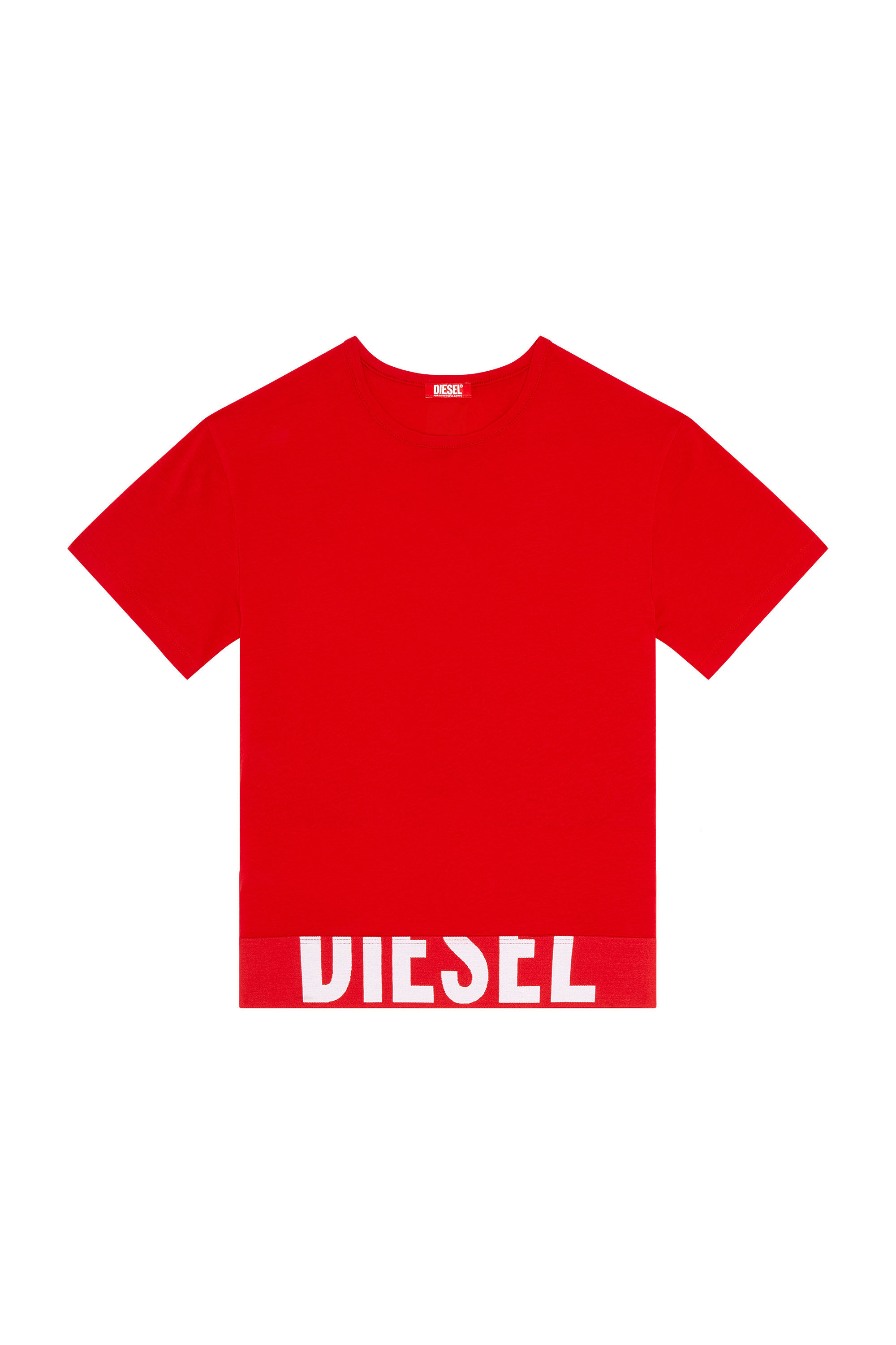 【DIESEL】UFTEE ロゴクロップドTシャツ Women's Sporty cropped top with logo band | Red | Diesel