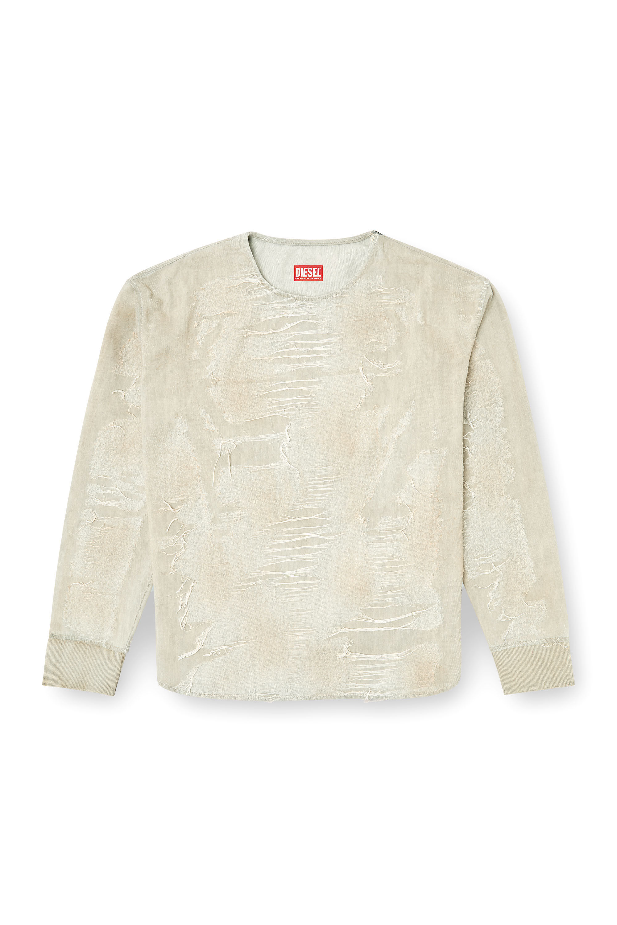 Diesel - D-JUST-FSG1, Suéter en tejido de jacquard de denim con microdesgastes Hombre in Gris - 2