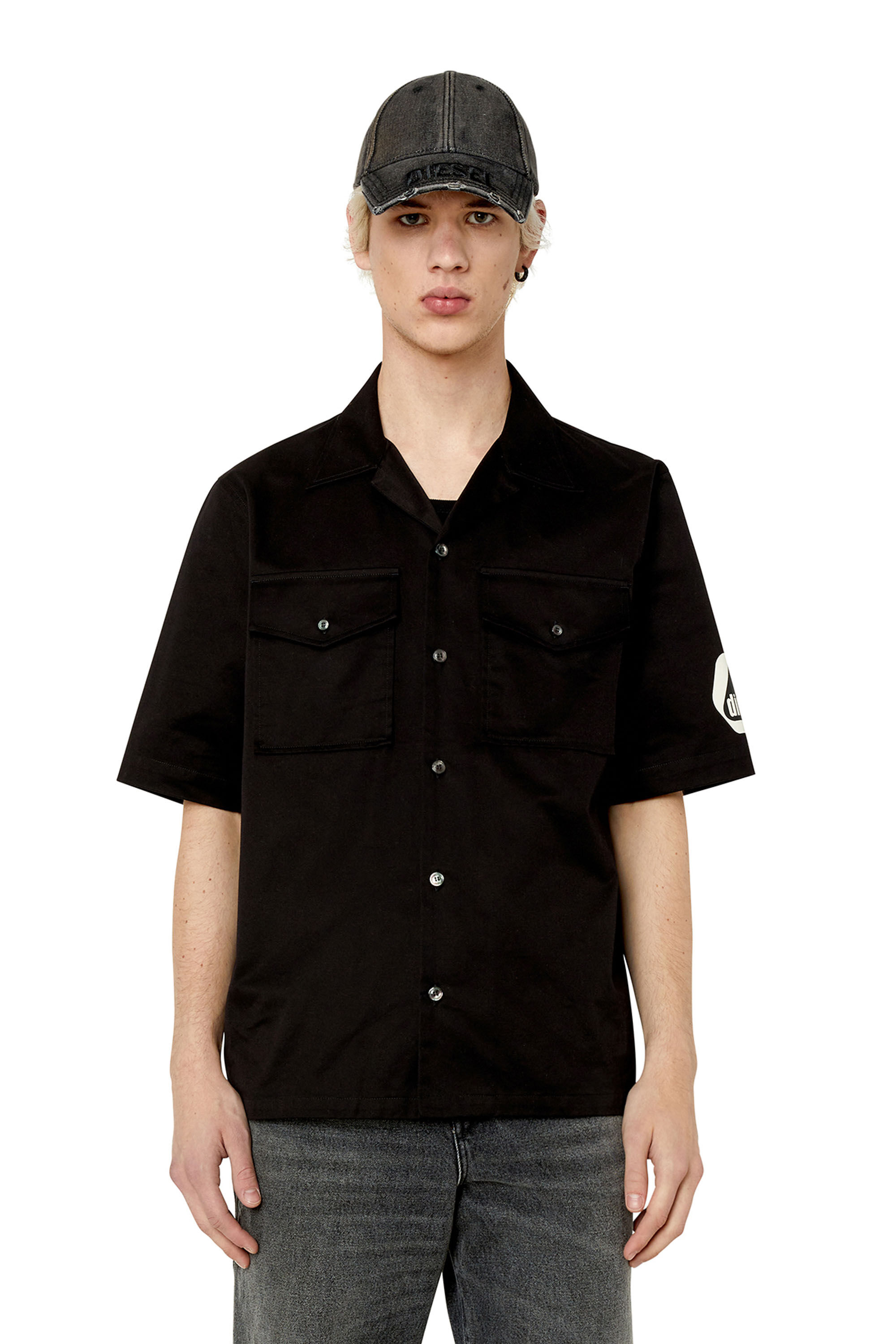 S symbol big T-shirt コンビニ、ATM支払い❌ S-MAC-B Man: Bowling shirt with utility logo | Diesel