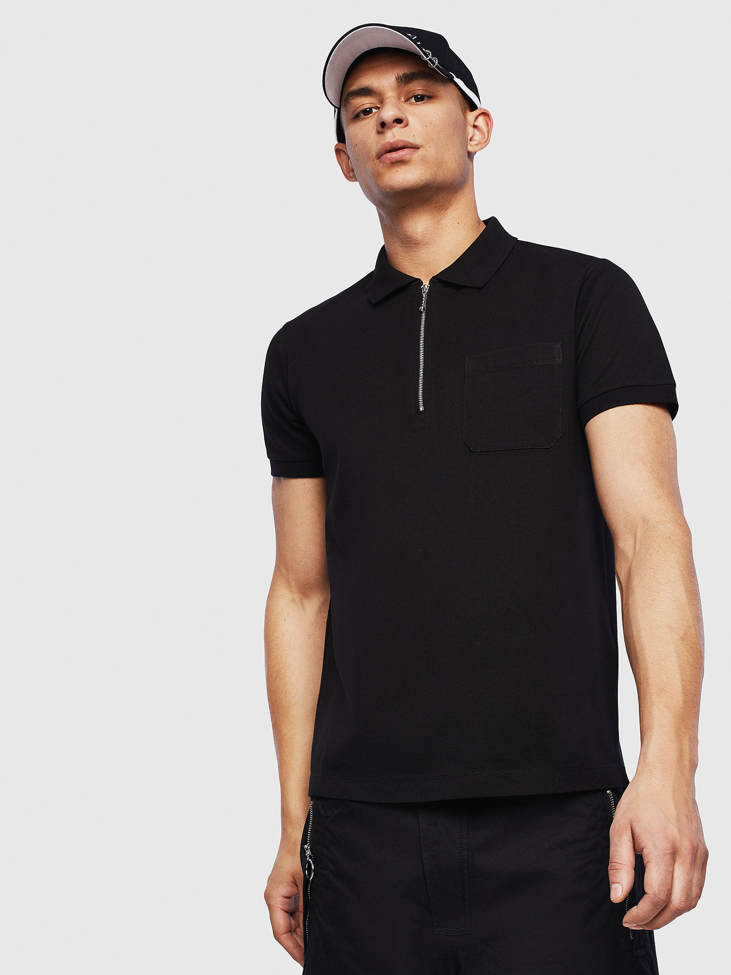 black polo shirt zipped