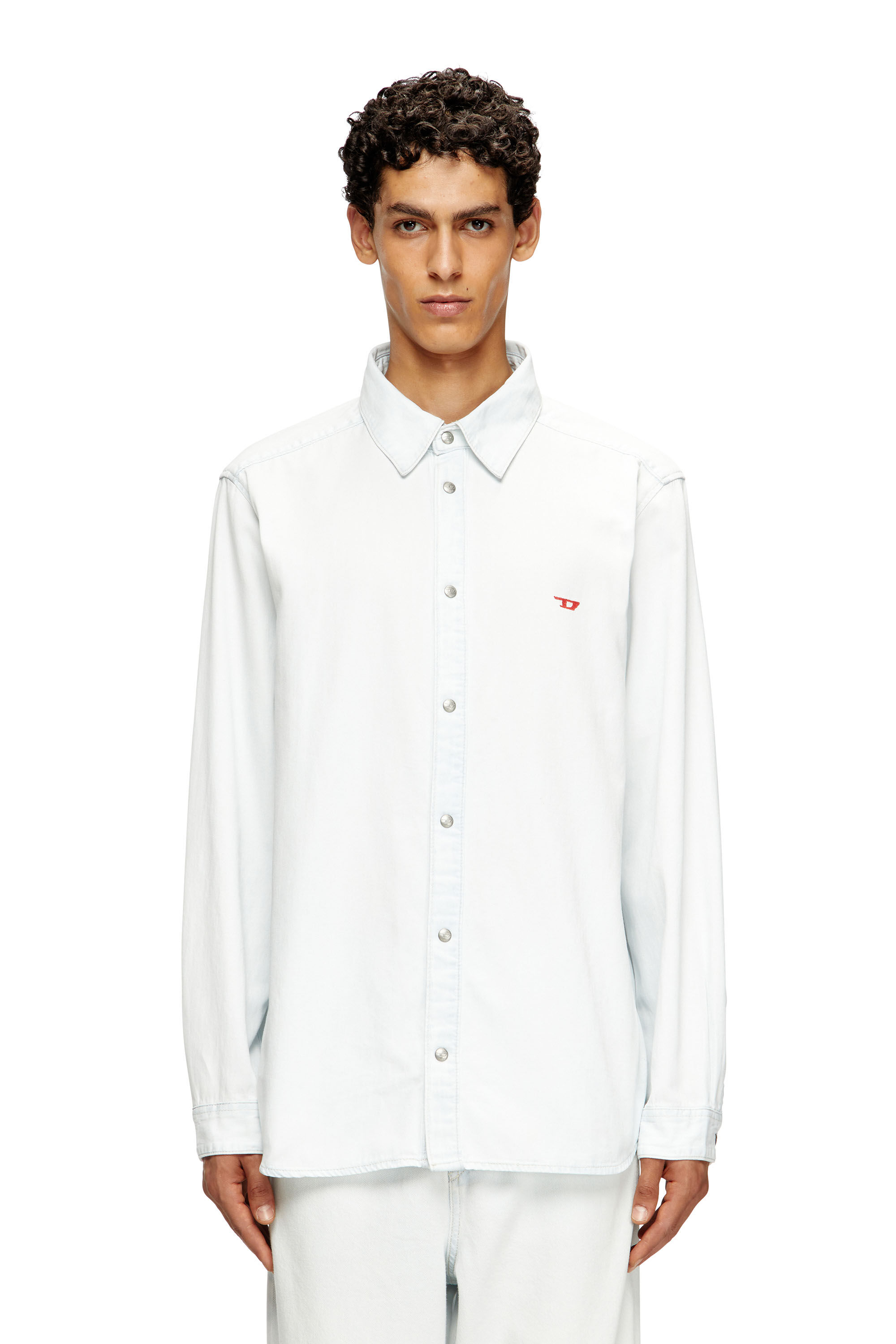 Diesel - D-SIMPLY, Camisa de denim con efecto blanqueado Hombre in Azul marino - 3