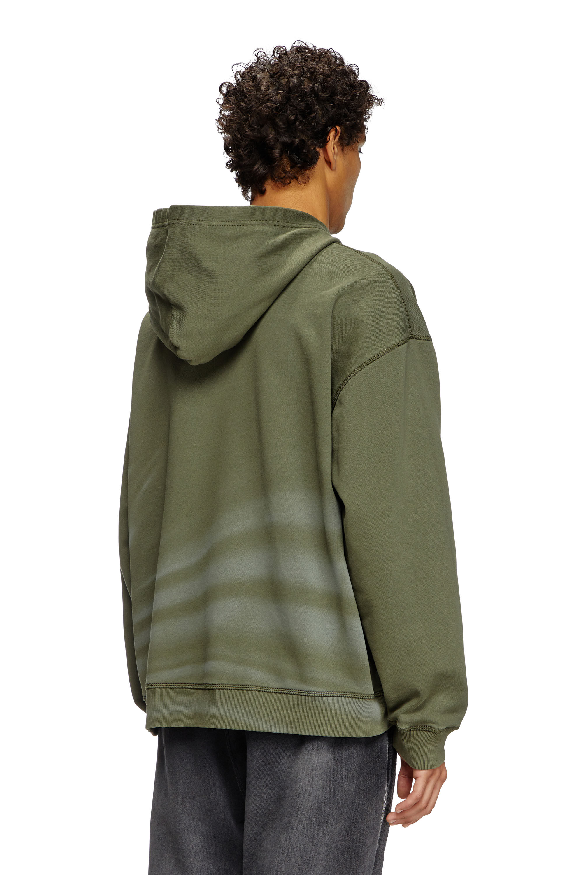 Diesel - S-BOXT-HOOD-R9, Man's Laser-faded logo hoodie in Olive Green - 4