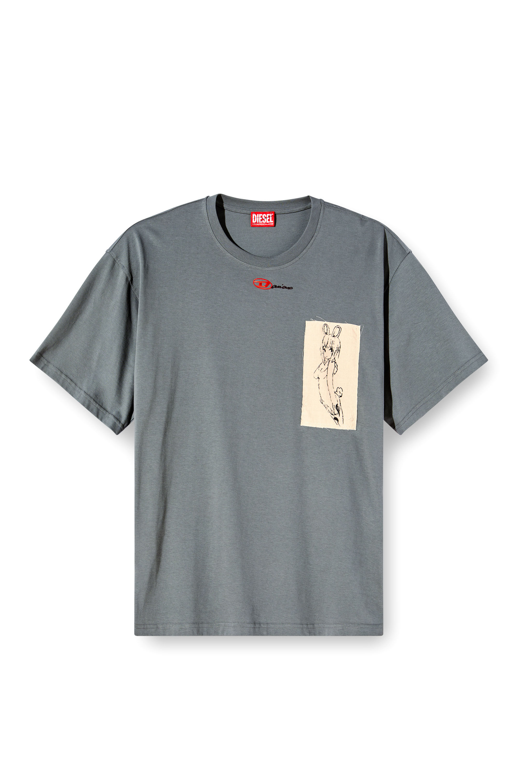 Women's T-shirt with tattoo patch | Grey | Diesel