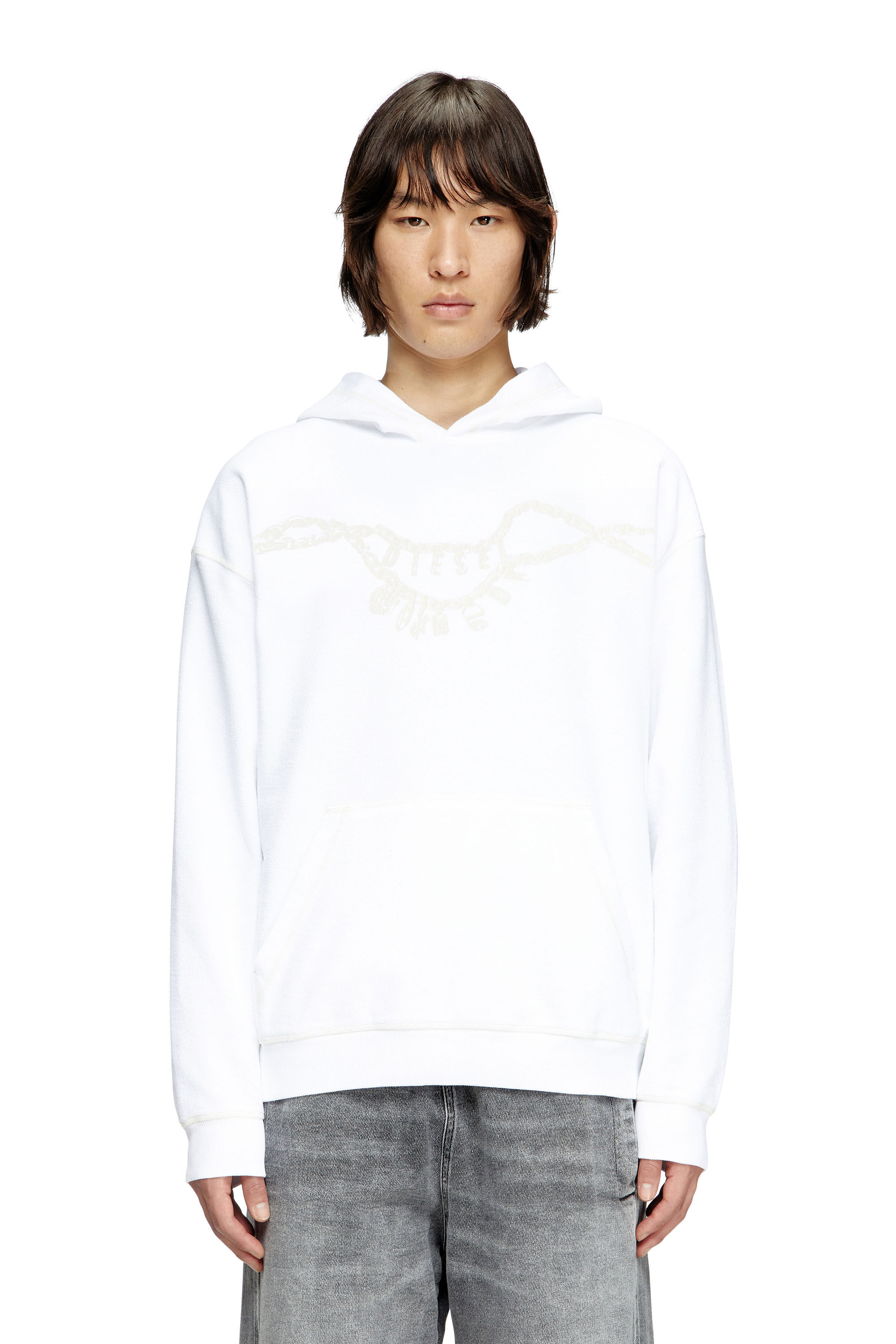 Diesel - S-BOXT-HOOD-HOSHI, Sudadera con capucha y estampado de collar con colgante Unisex in Blanco - 3