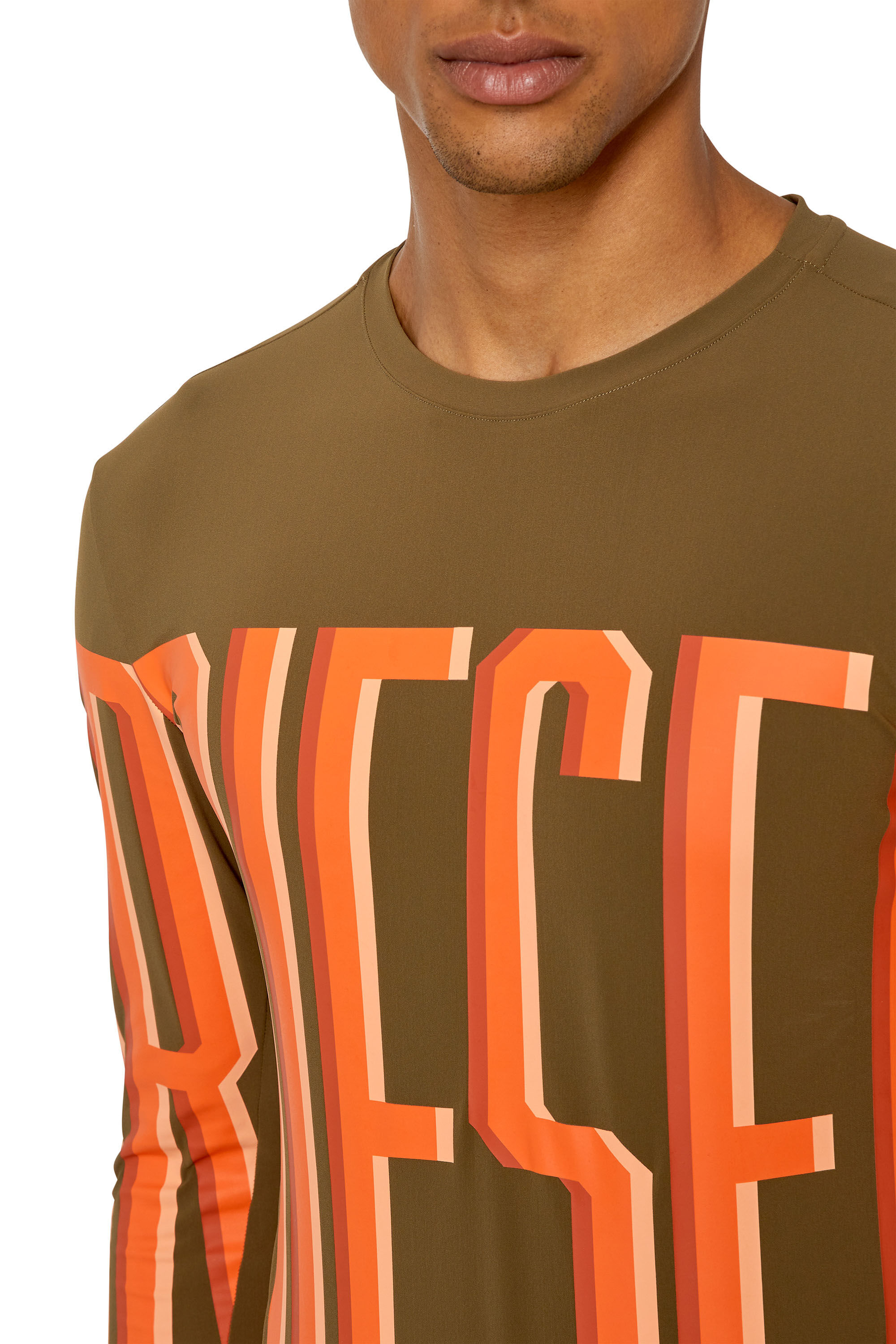 Diesel - AMTEE-LAUREN-WT17, Man's Long-sleeve T-shirt with maxi lettering in Green - 4