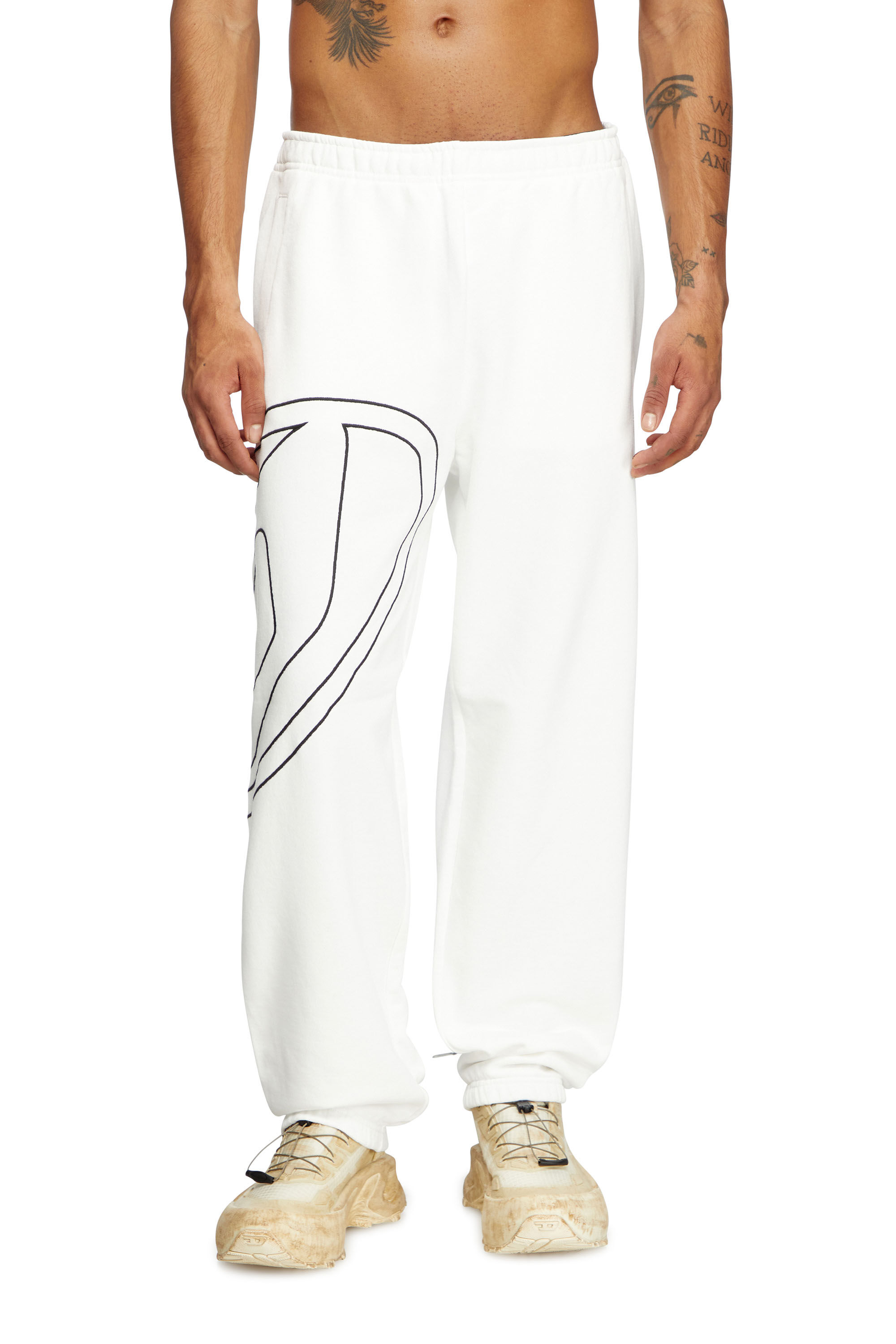 【DIESEL】 P-MARKY-MEGOVAL-D A113050GYCJ-141 Men's Track pants with mega oval D | White | Diesel