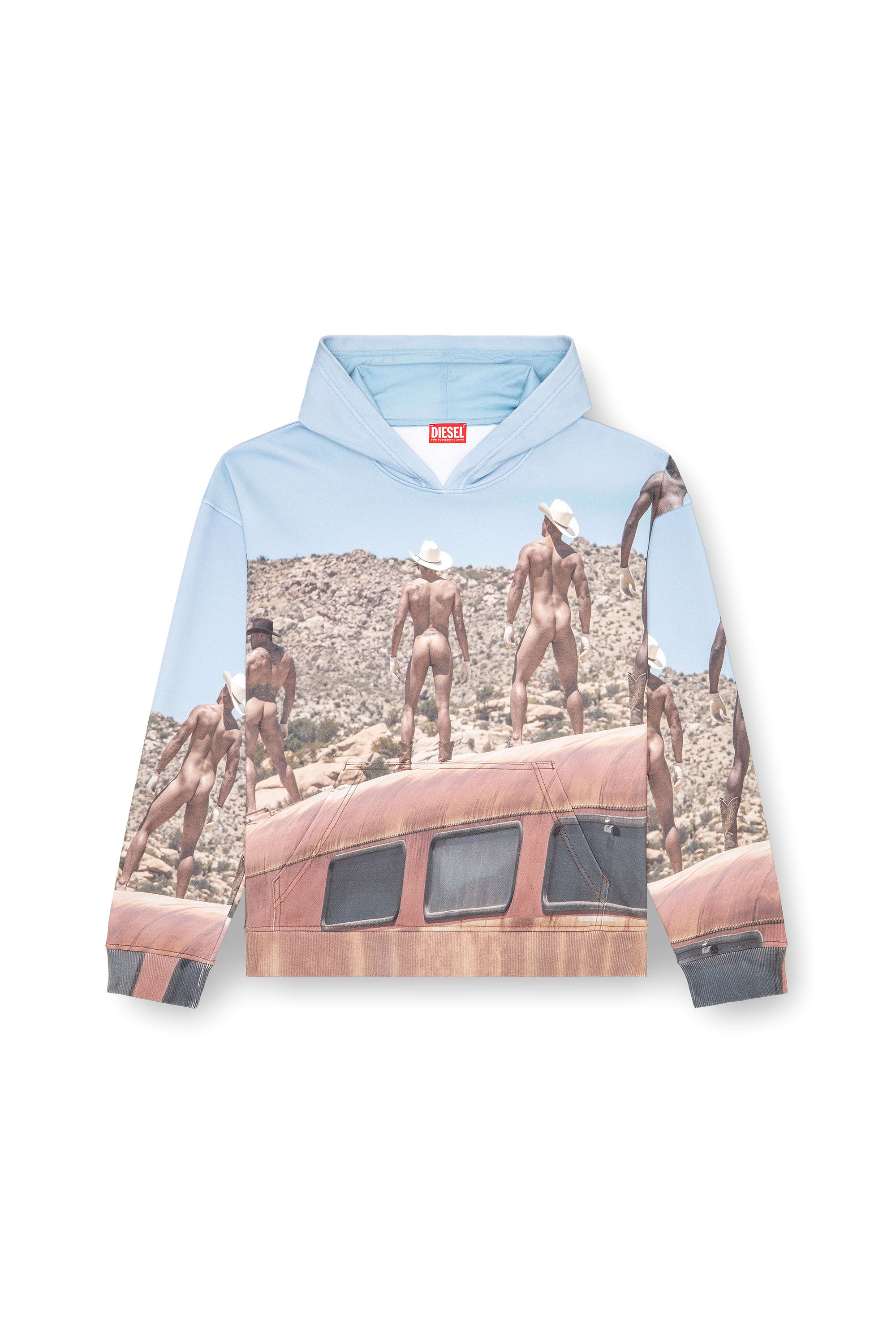 Diesel - PR-S-NLABEL-HOOD-HVB, Sudadera con capucha con estampado all-over Unisex in Azul marino - 2