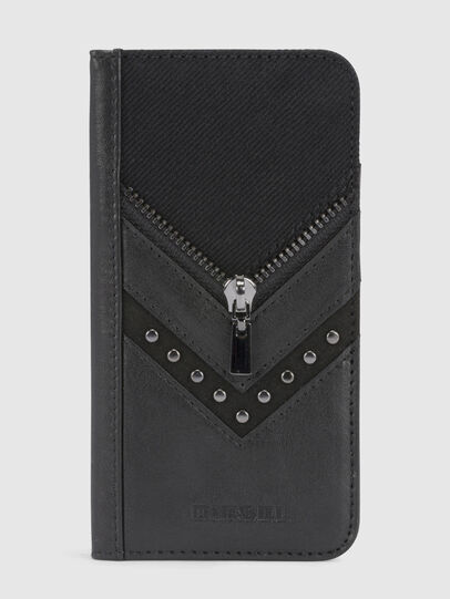 BLACK DENIM/STUD/ZIPPER IPHONE X FOLIO, Black Diesel - BLACK DENIM/STUD/ZIPPER IPHONE X FOLIO, Black - Flip covers - Image 2