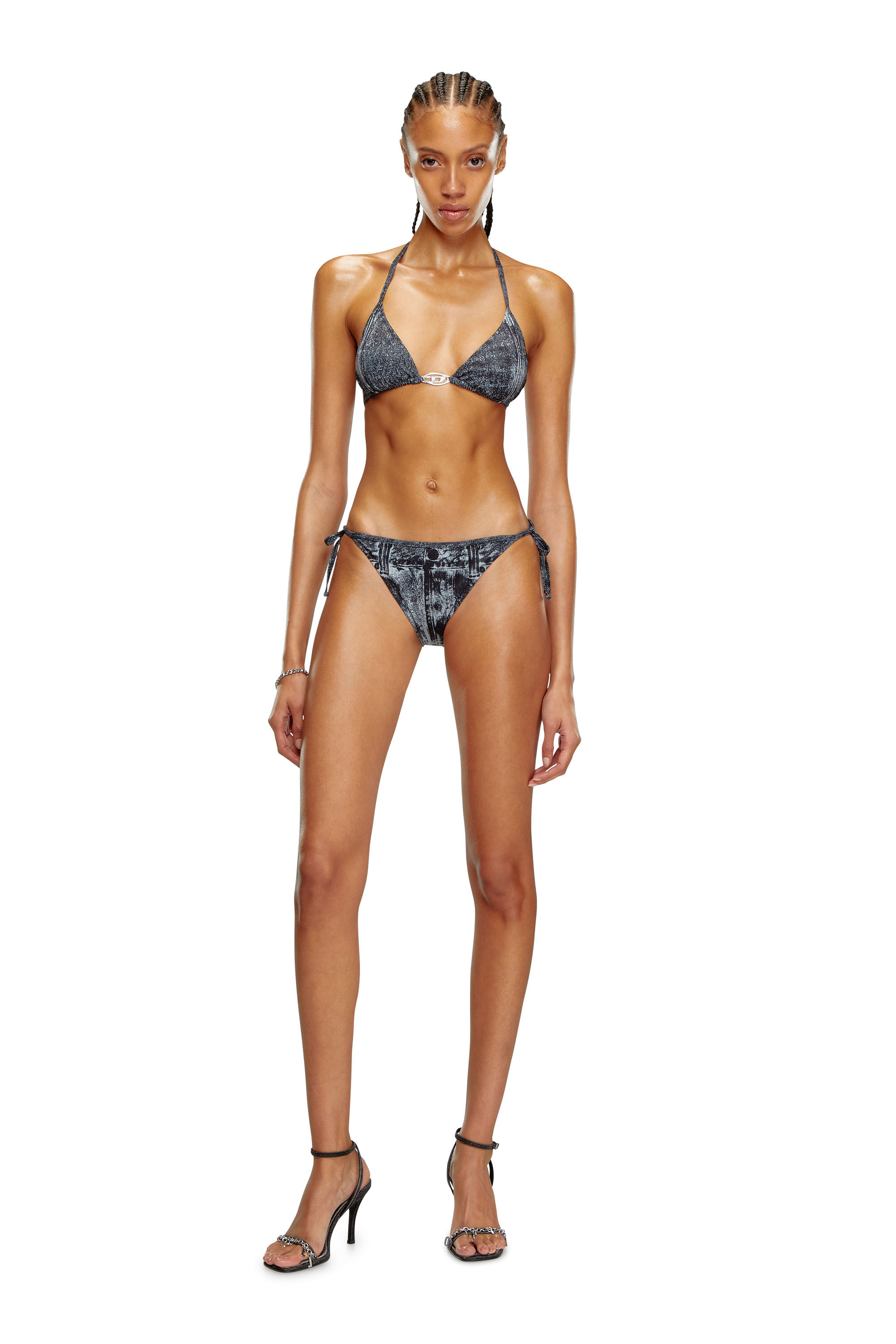 Women's Bikini top with denim print | Black | Diesel