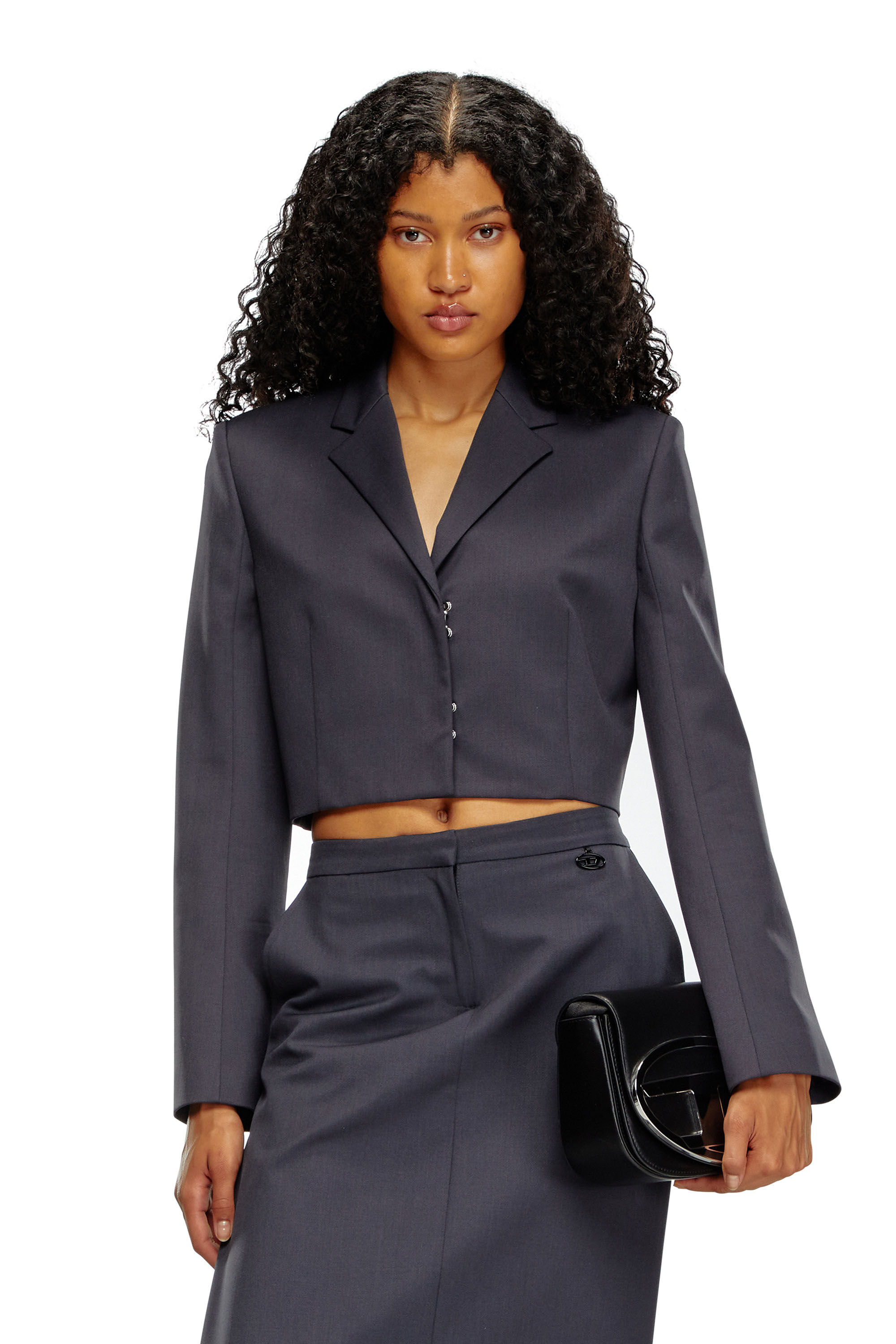 アウターその他 DIESEL Woman Blazer Black A153260HJAB 98X Women's Cropped blazer in stretch wool blend | Grey | Diesel