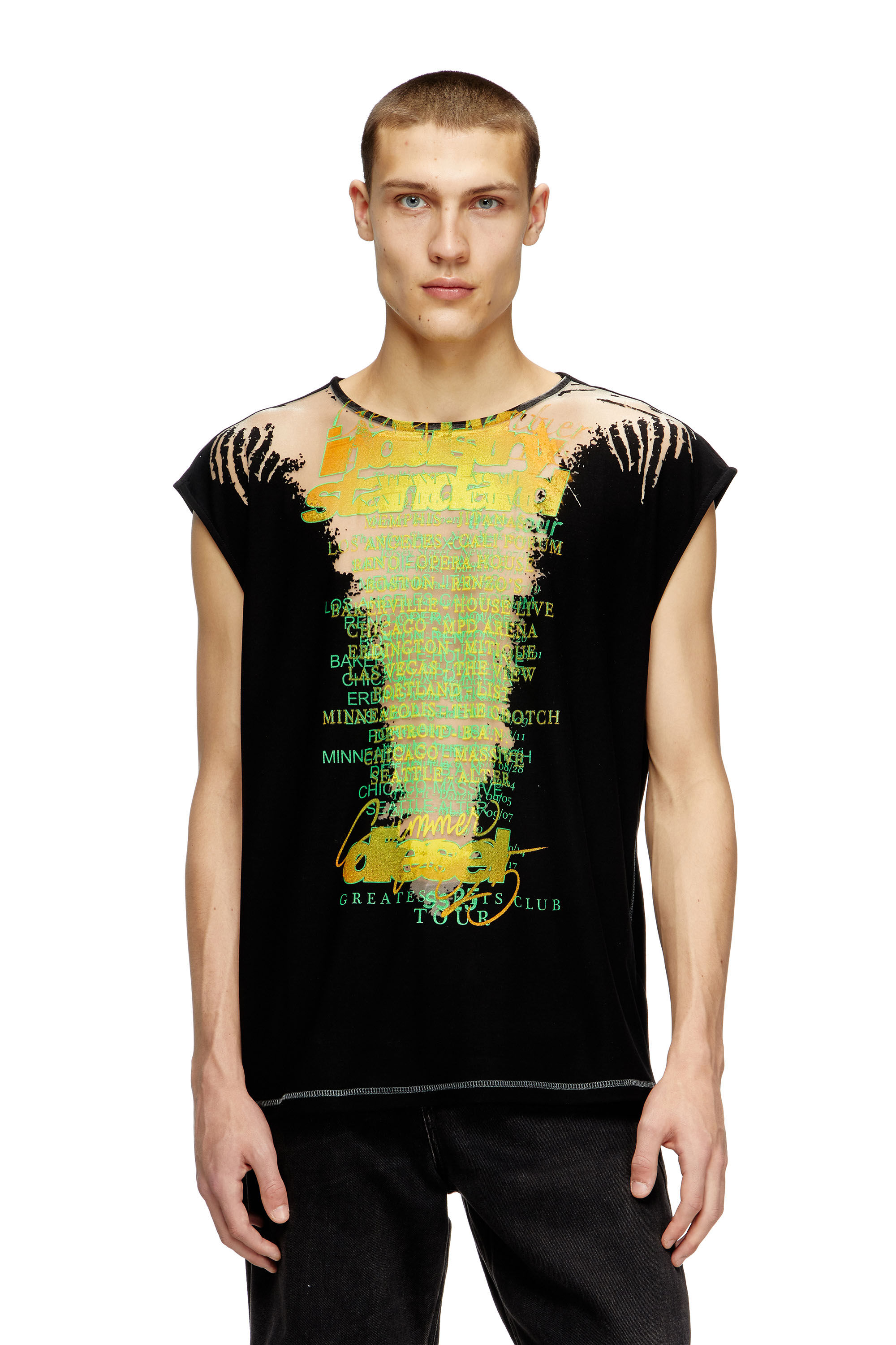 Diesel - T-ISAK-A, Unisex's Sleeveless T-shirt with lyrics print in Black - 3