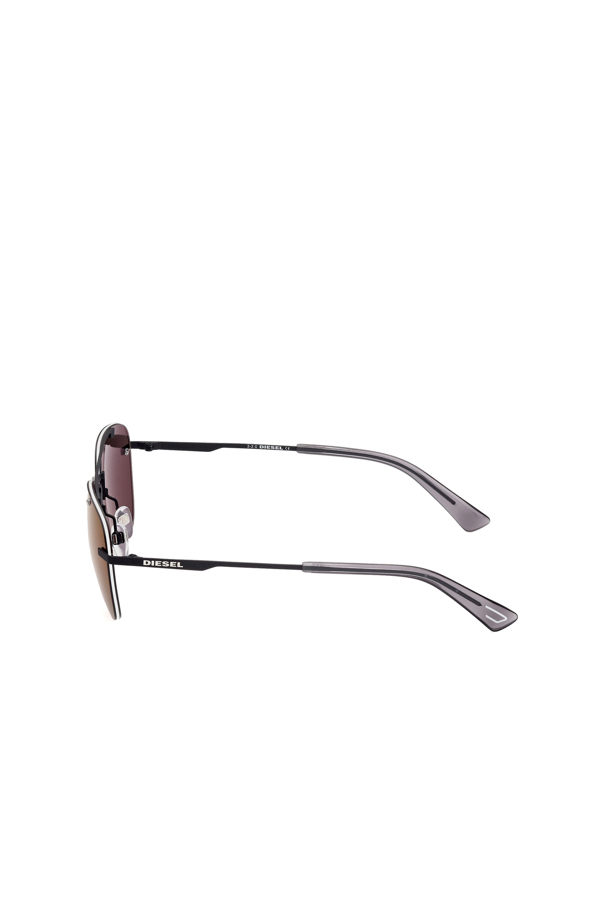 Diesel - DL0350, Gafas de sol cuadradas y ligeras de metal con doble puente Hombre in Negro - 4