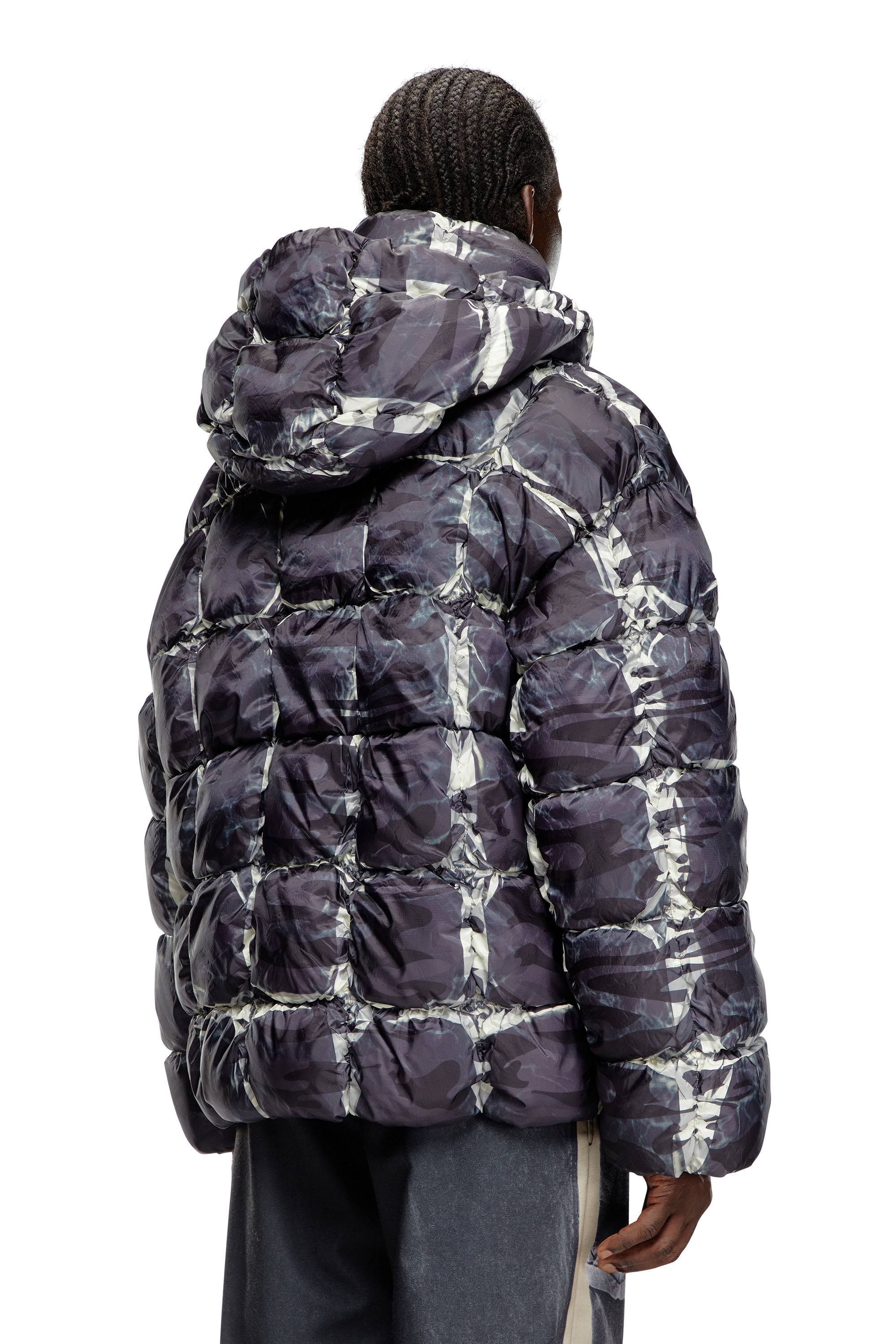 Army print puffer jacket top