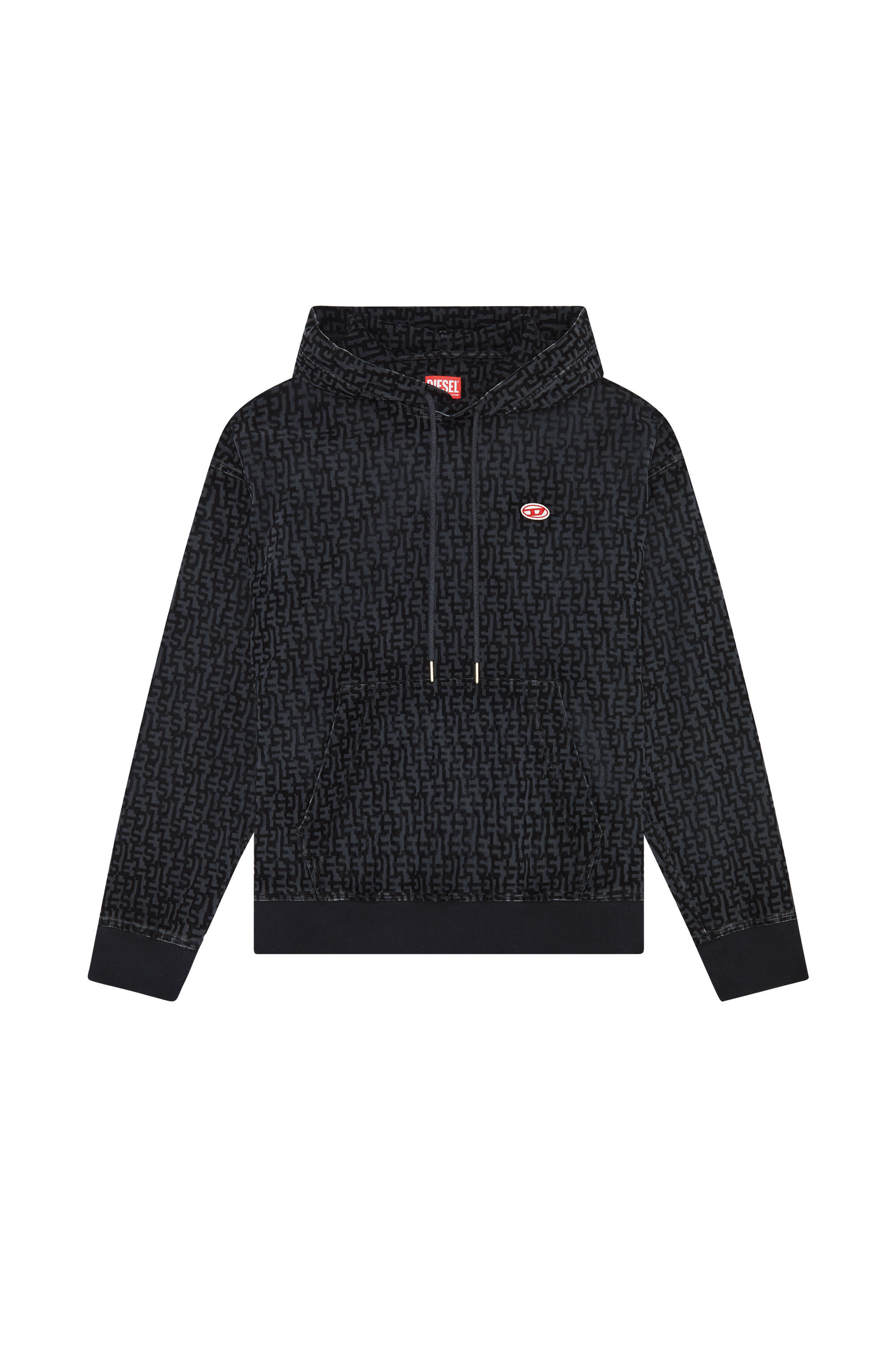 Diesel - D-UM-RIB TRACK DENIM HOODIE, Black/Dark grey - Image 2