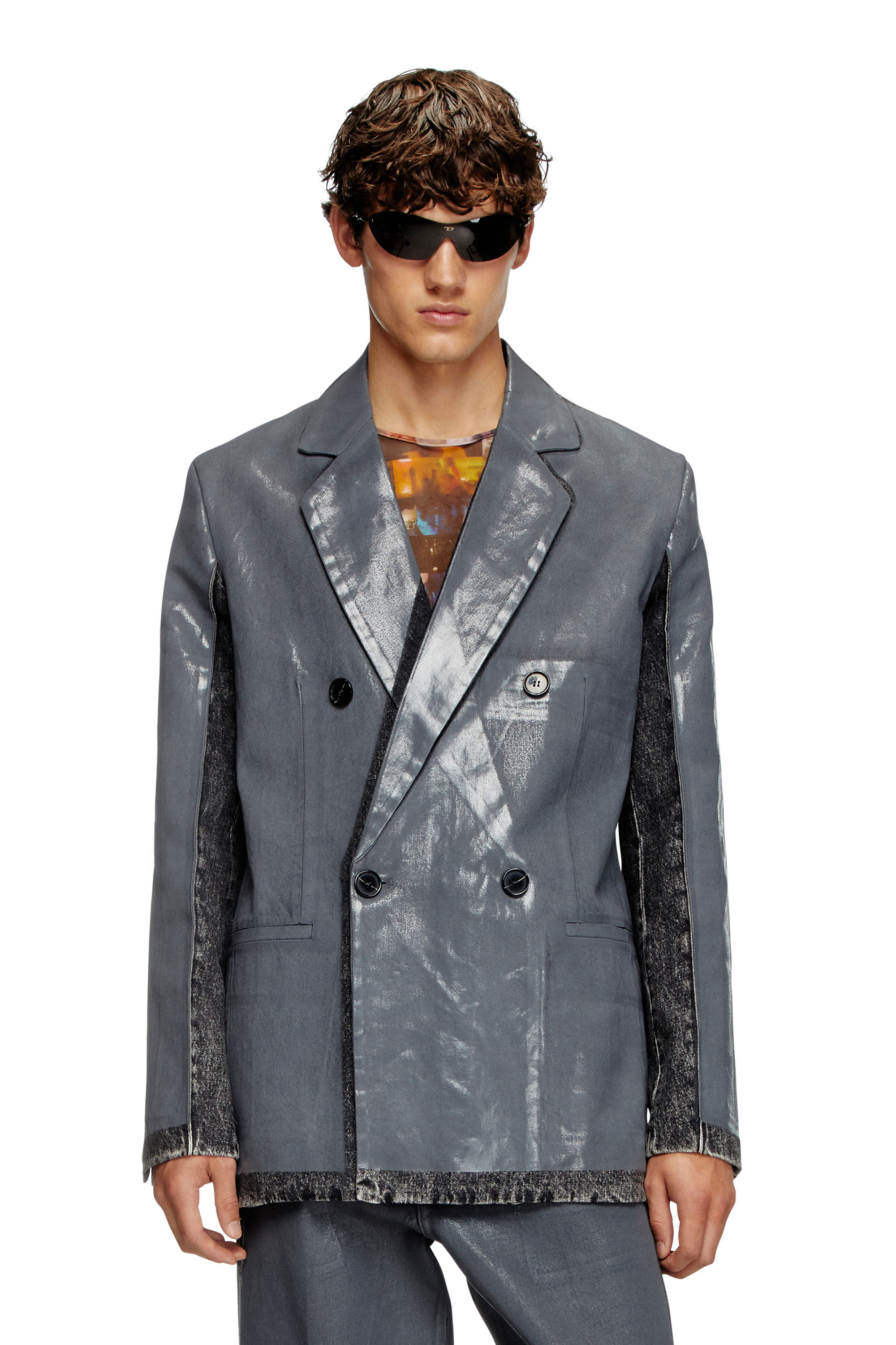 Diesel - D-KOT-FSF, Blazer de denim con recubrimiento parcial Hombre in Multicolor - 3
