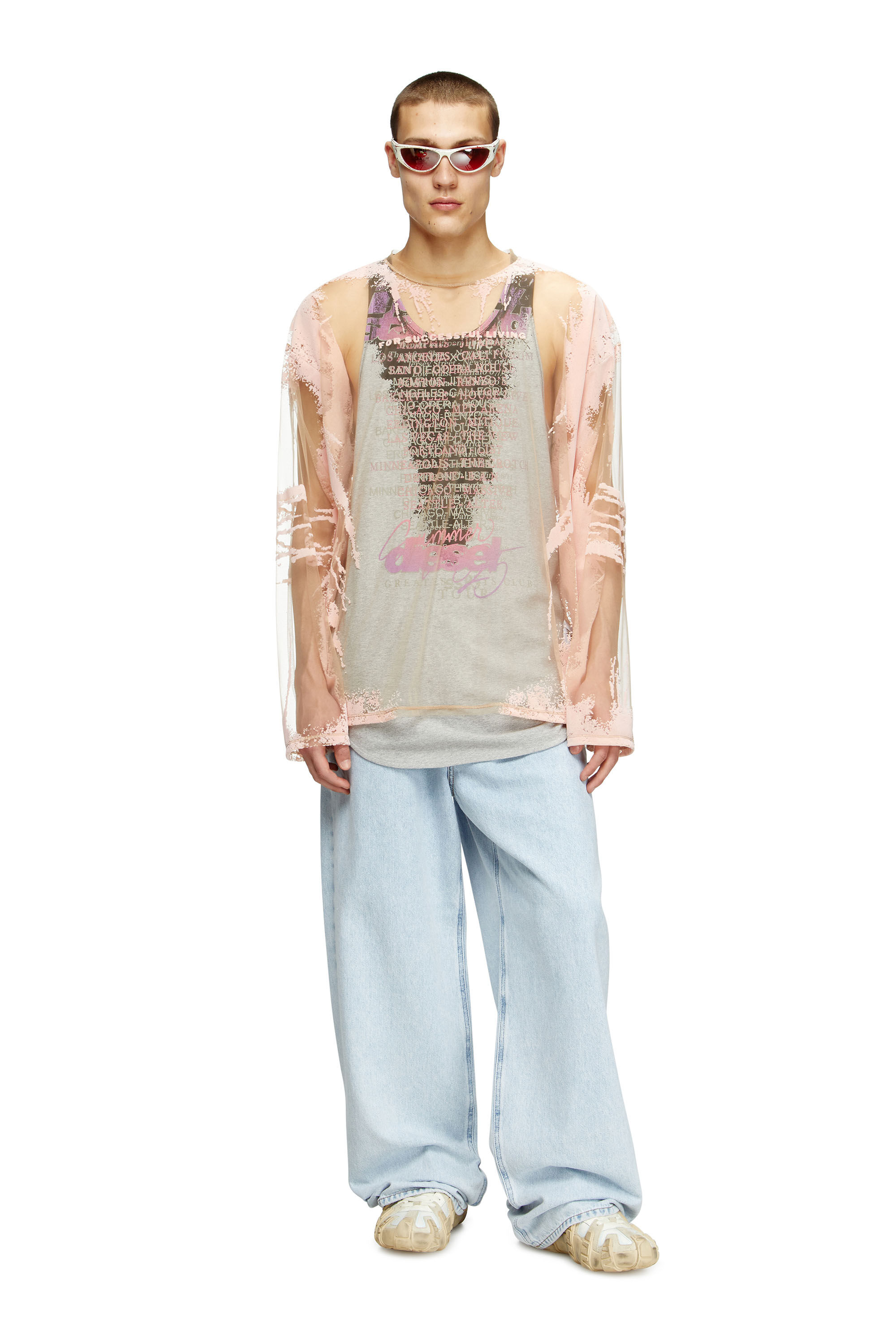 送料無料 通販 ファッション T-shirt nylon Long-sleeve Women's with Pink | print lyrics カットソー(長袖/七分)