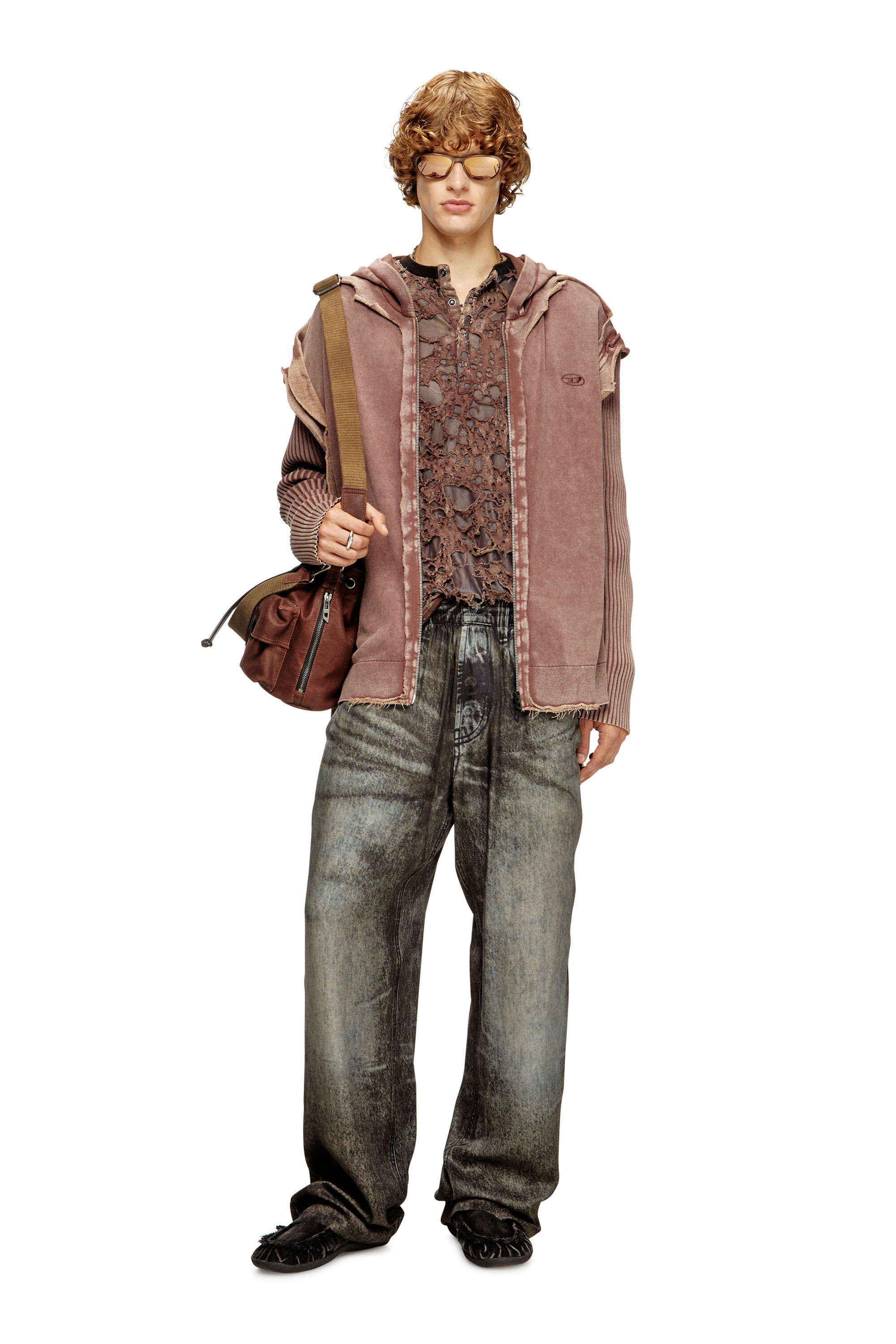 Diesel - K-PELTO, Man's Zip-up hoodie with destroyed effect in null - 1
