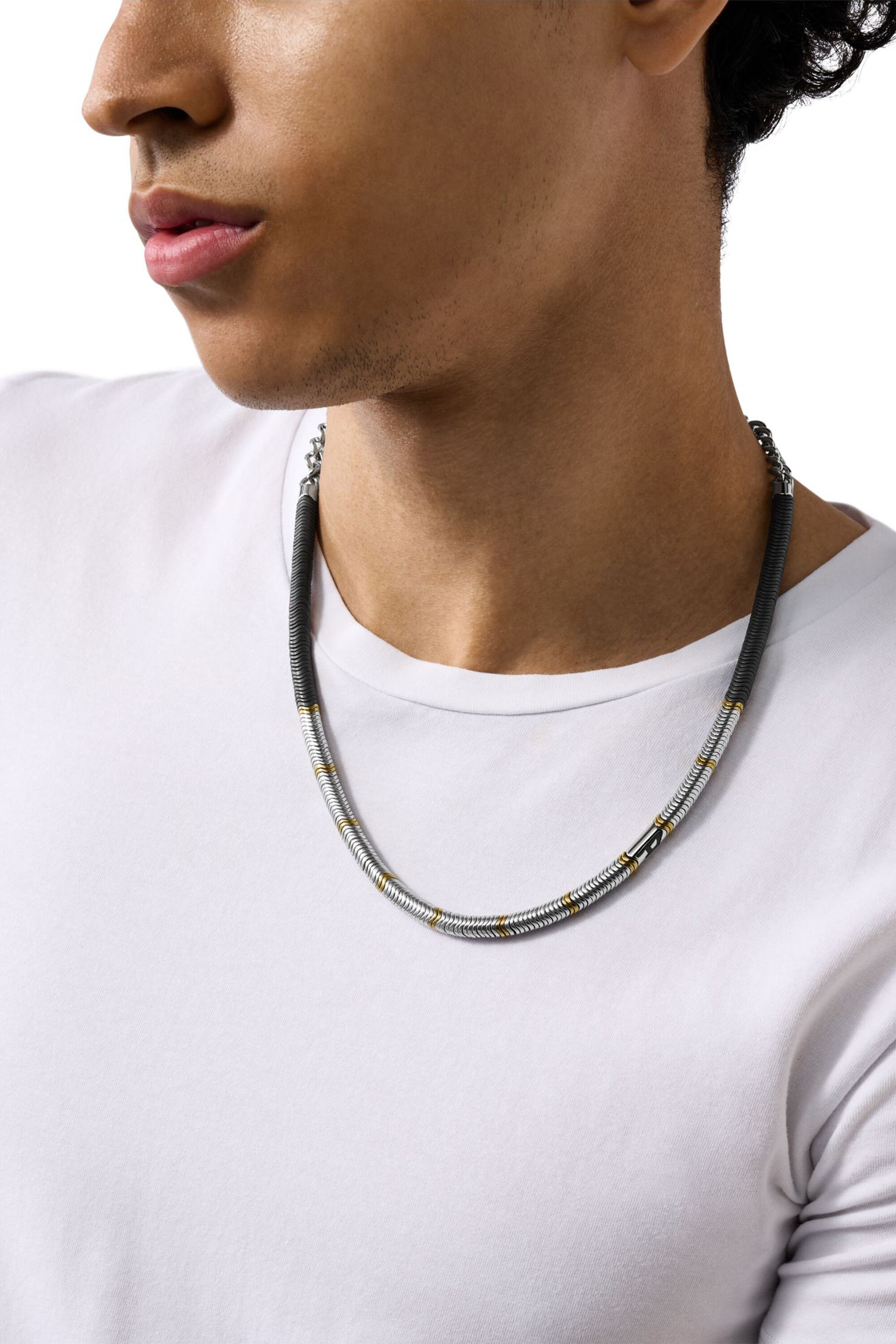 国内直営【DIESEL】DX1575931 JEWEL ヘマタイトビーズネックレス Women's Hematite Beaded Necklace | Silver | Diesel